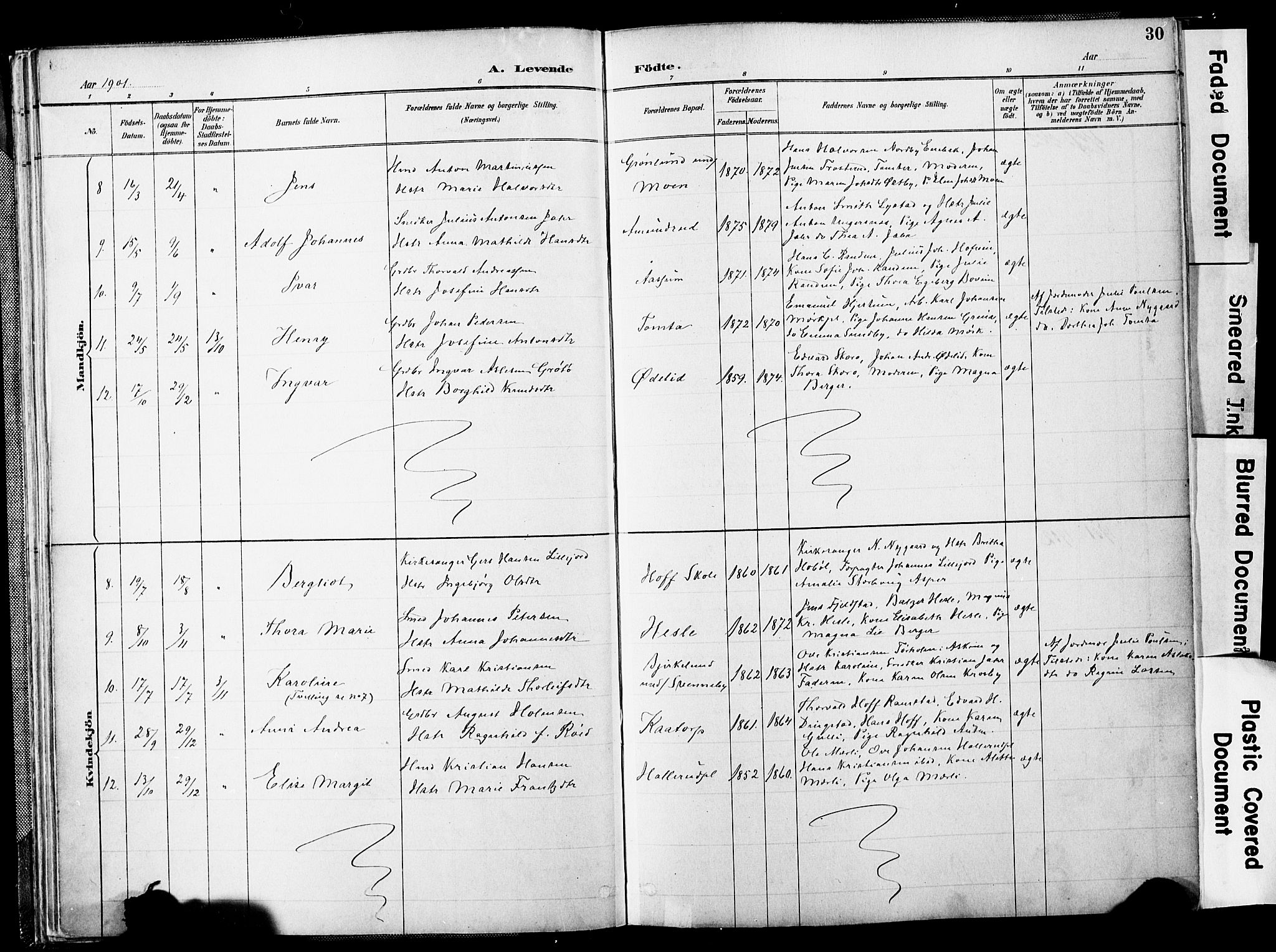 Spydeberg prestekontor Kirkebøker, SAO/A-10924/F/Fb/L0001: Parish register (official) no. II 1, 1886-1907, p. 30