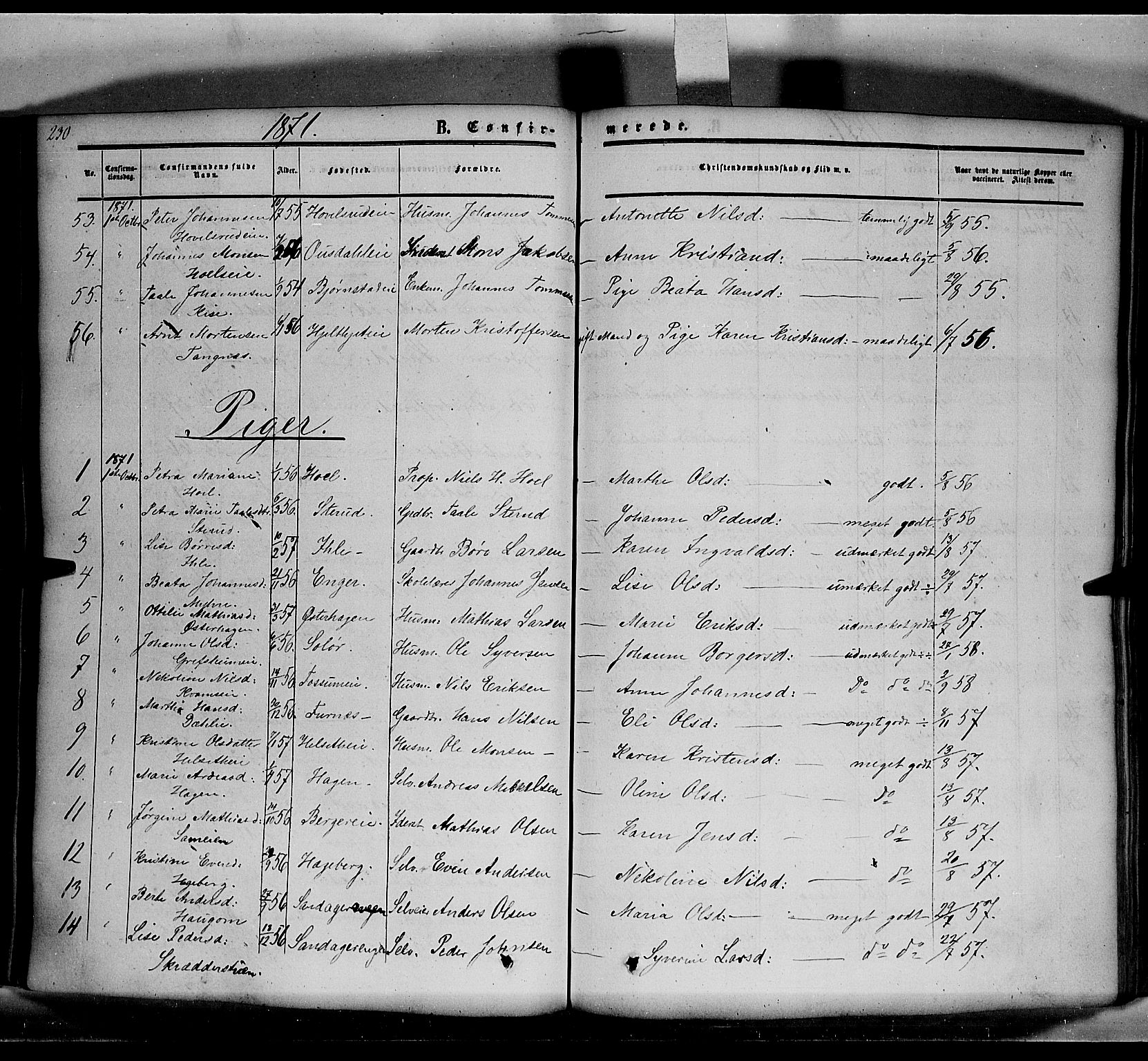 Nes prestekontor, Hedmark, AV/SAH-PREST-020/K/Ka/L0004: Parish register (official) no. 4, 1852-1886, p. 230