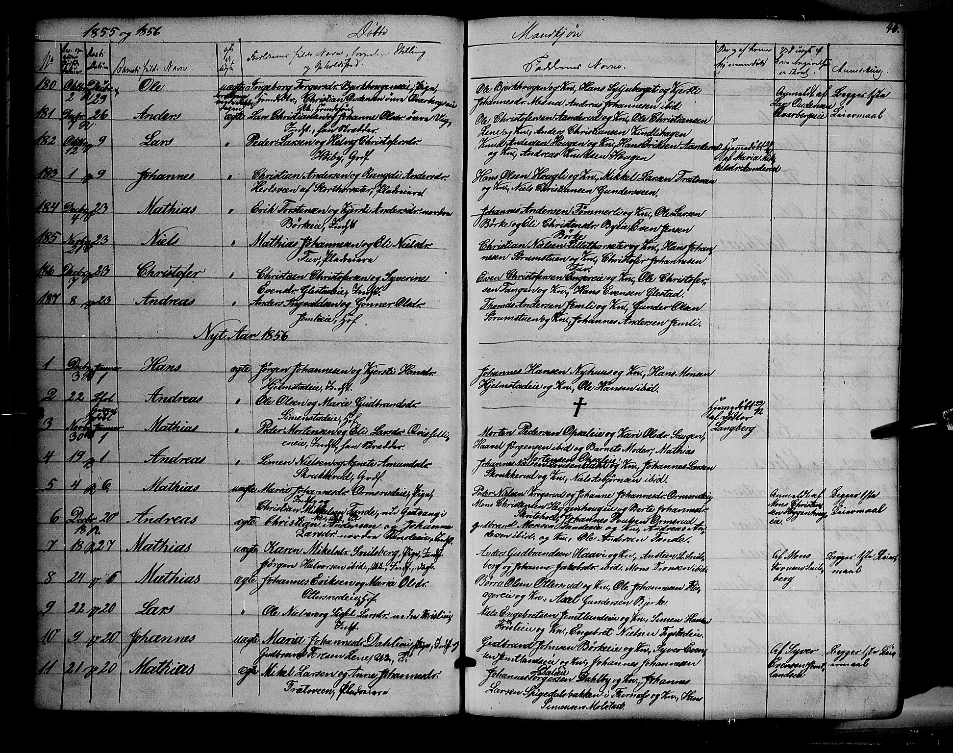 Ringsaker prestekontor, SAH/PREST-014/K/Ka/L0009: Parish register (official) no. 9, 1850-1860, p. 46