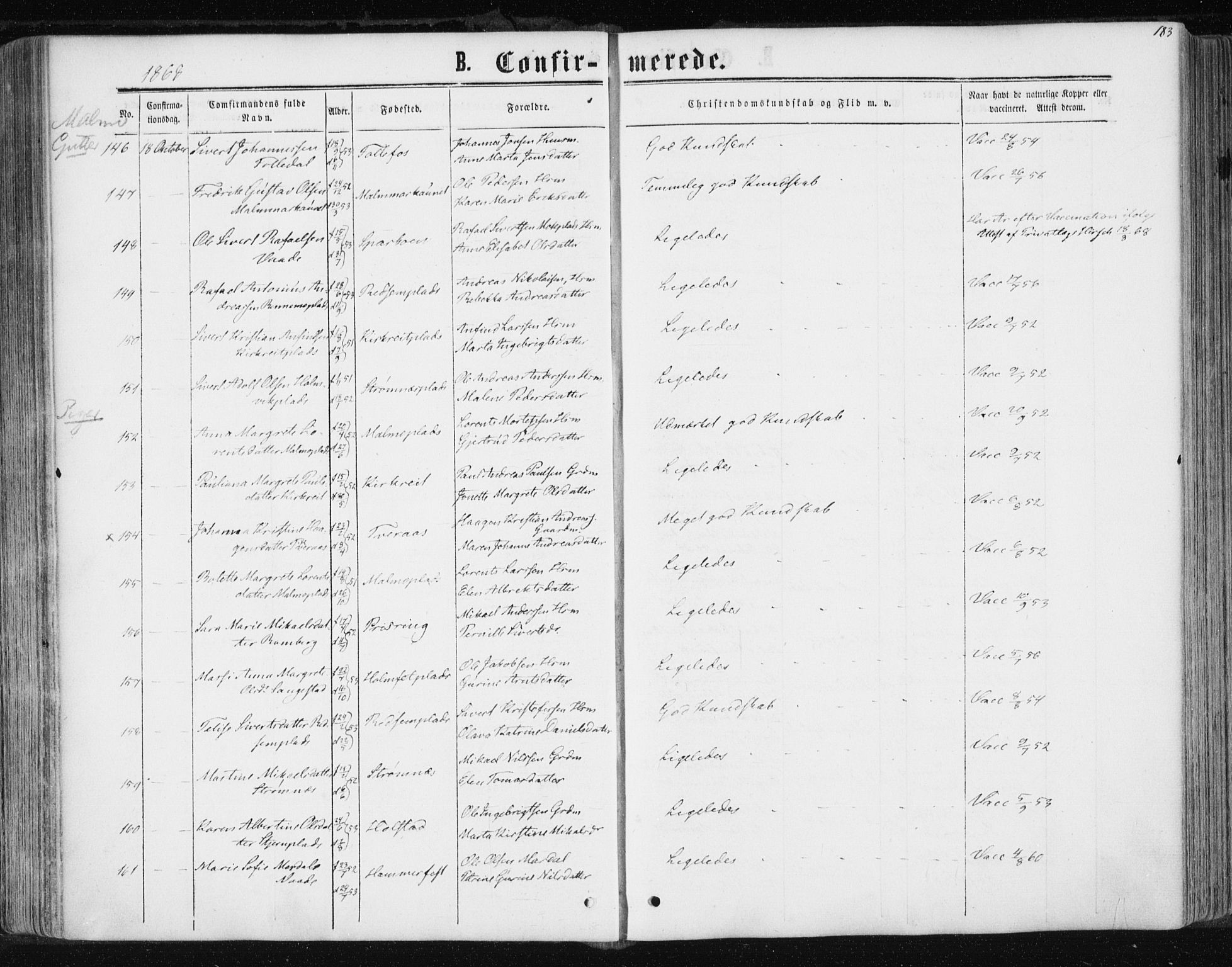 Ministerialprotokoller, klokkerbøker og fødselsregistre - Nord-Trøndelag, SAT/A-1458/741/L0394: Parish register (official) no. 741A08, 1864-1877, p. 183