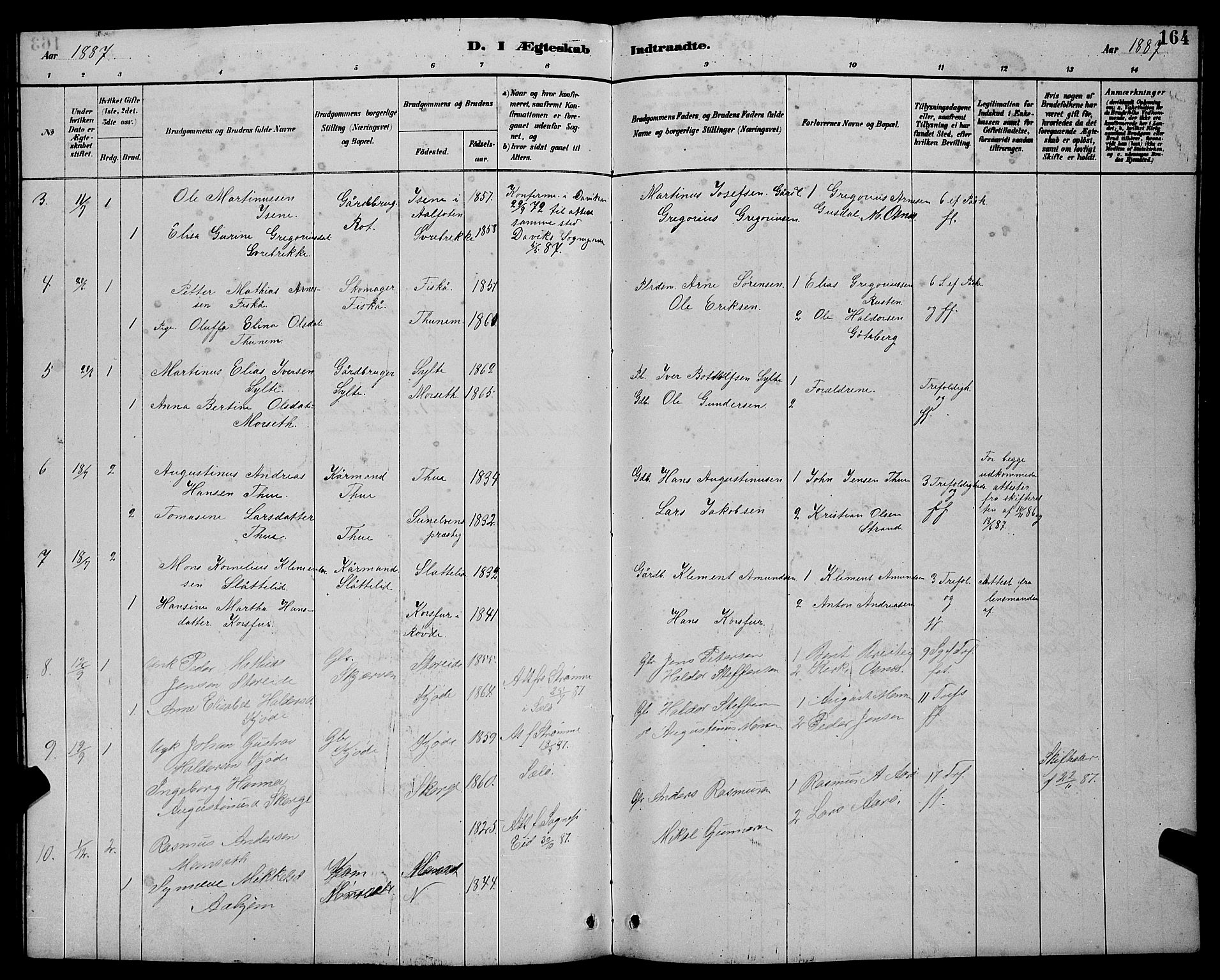 Ministerialprotokoller, klokkerbøker og fødselsregistre - Møre og Romsdal, AV/SAT-A-1454/501/L0017: Parish register (copy) no. 501C03, 1885-1901, p. 164