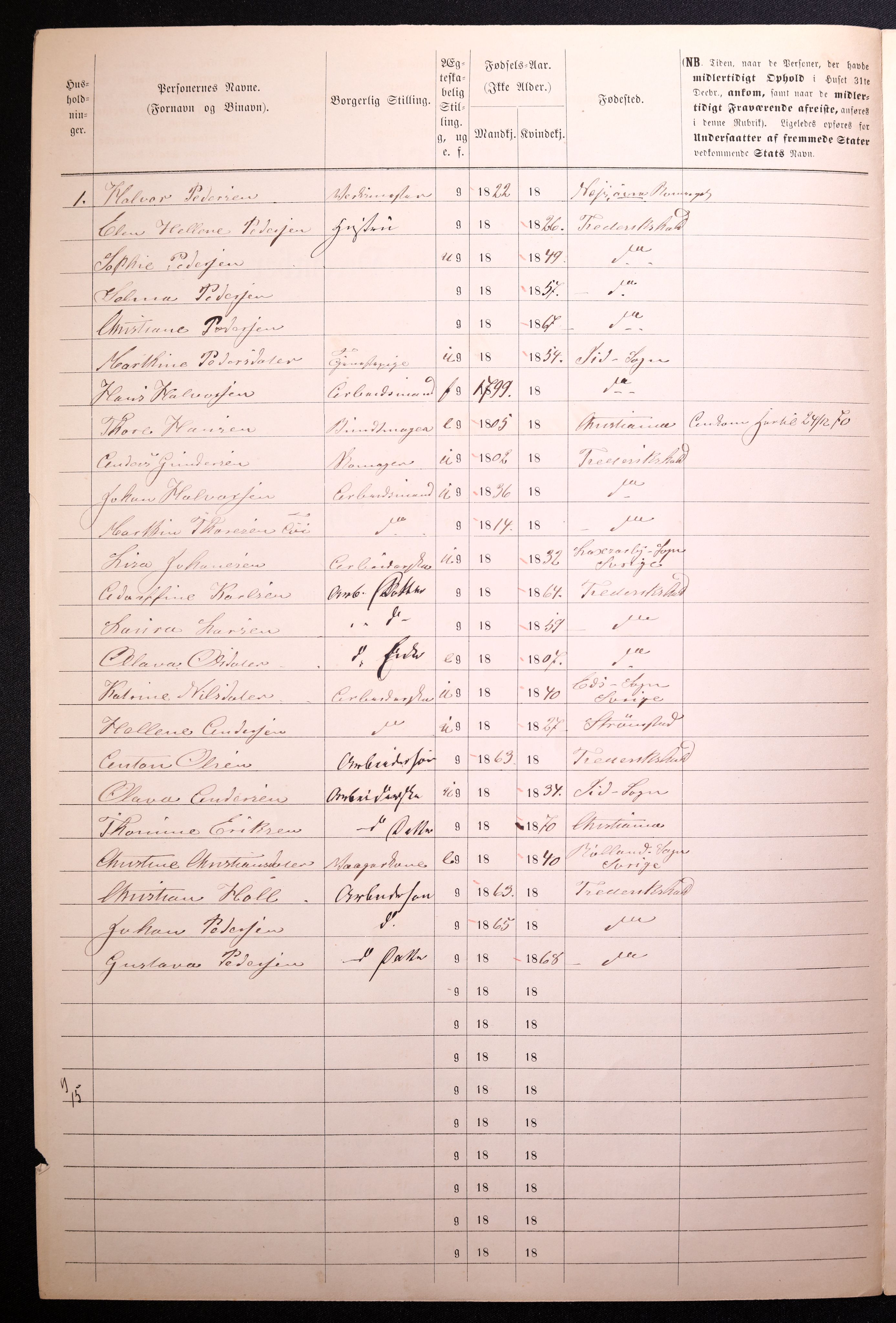 RA, 1870 census for 0101 Fredrikshald, 1870, p. 496