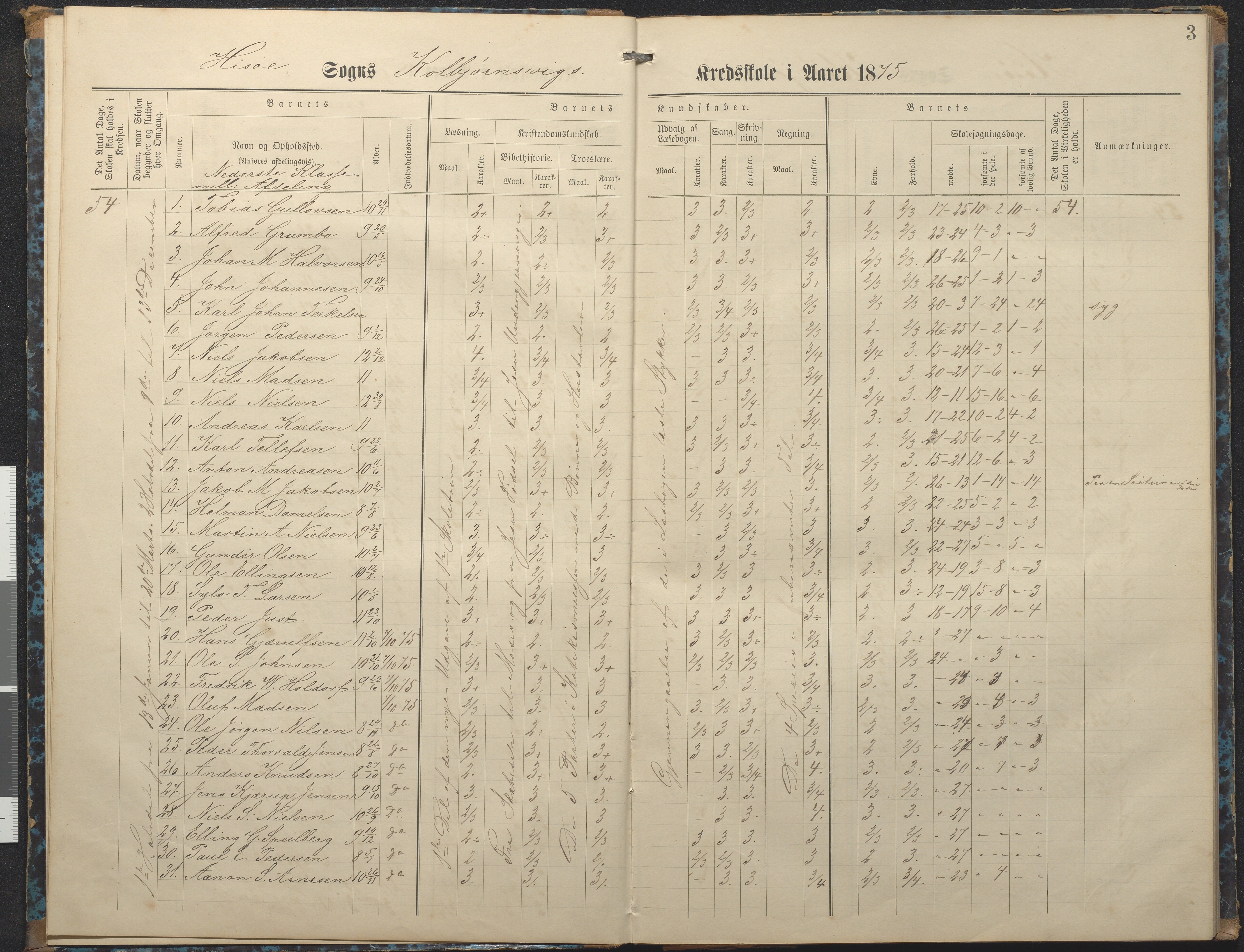 Hisøy kommune frem til 1991, AAKS/KA0922-PK/32/L0007: Skoleprotokoll, 1875-1891, p. 3