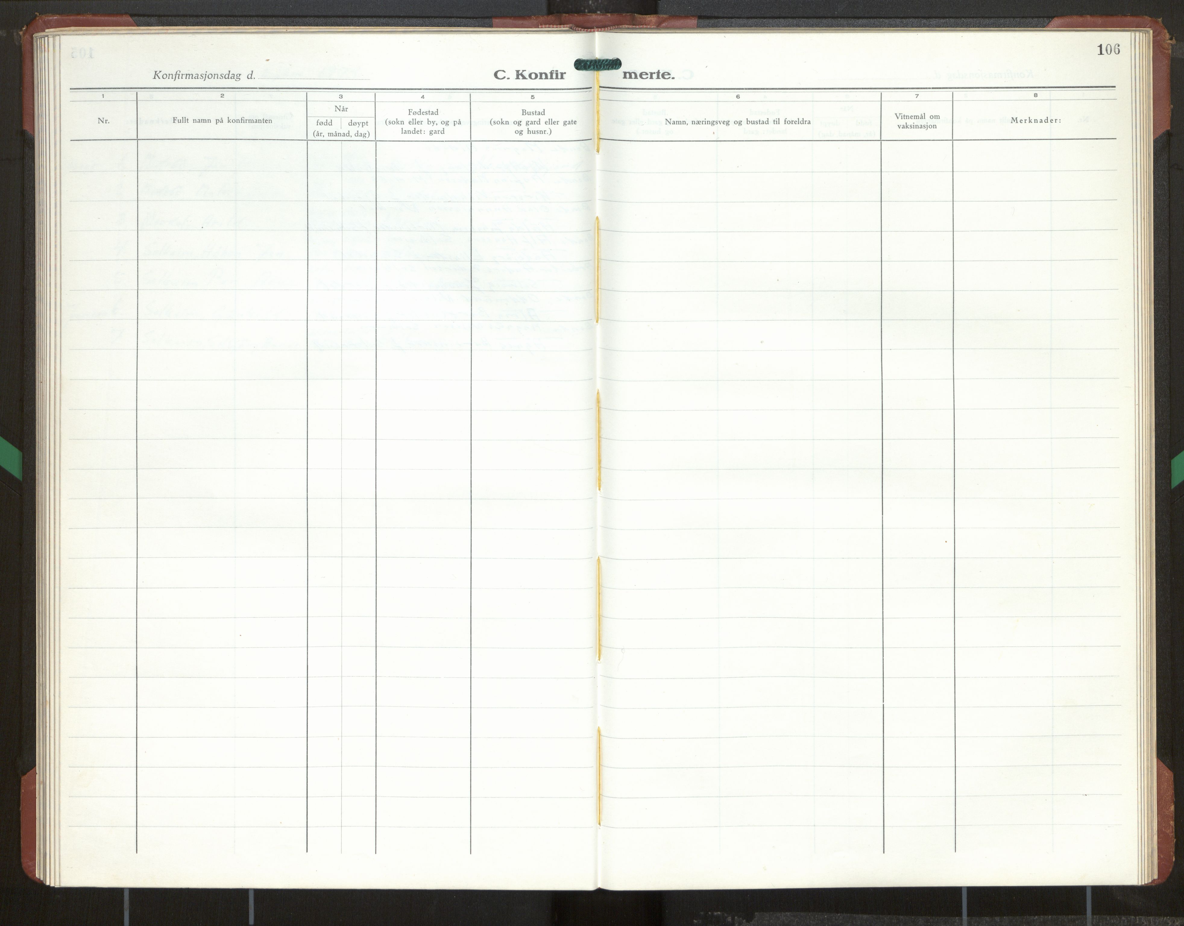 Kinn sokneprestembete, SAB/A-80801/H/Hab/Habd/L0002: Parish register (copy) no. D 2, 1945-1975, p. 106