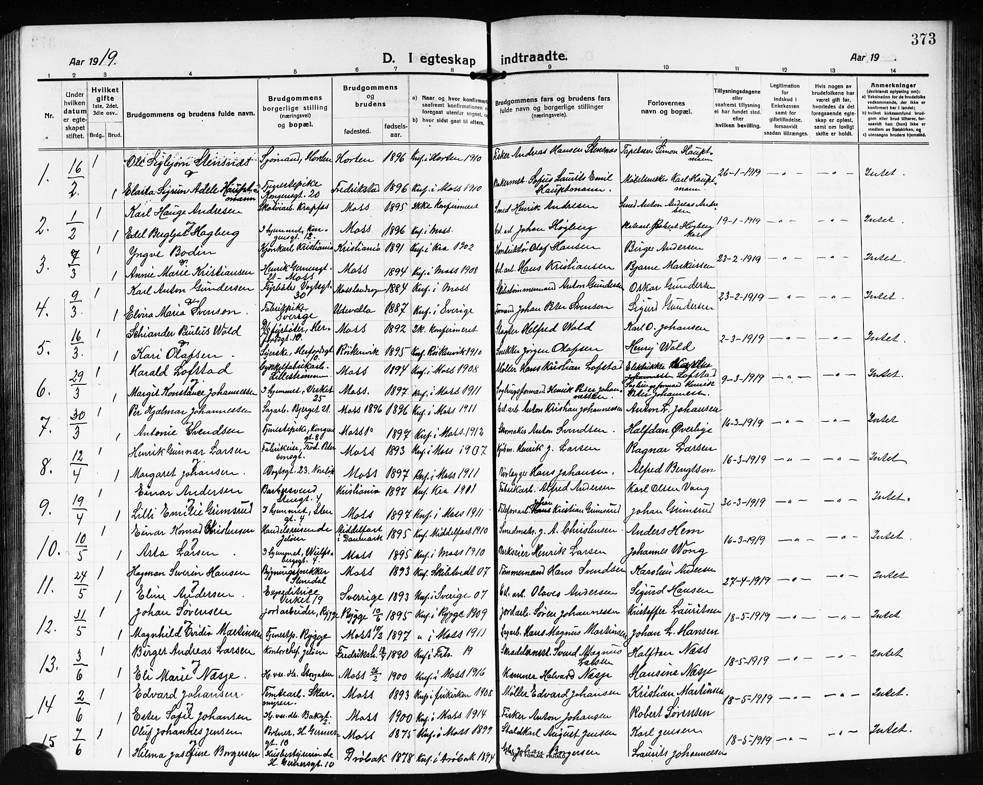 Moss prestekontor Kirkebøker, AV/SAO-A-2003/G/Ga/L0008: Parish register (copy) no. I 8, 1913-1923, p. 373