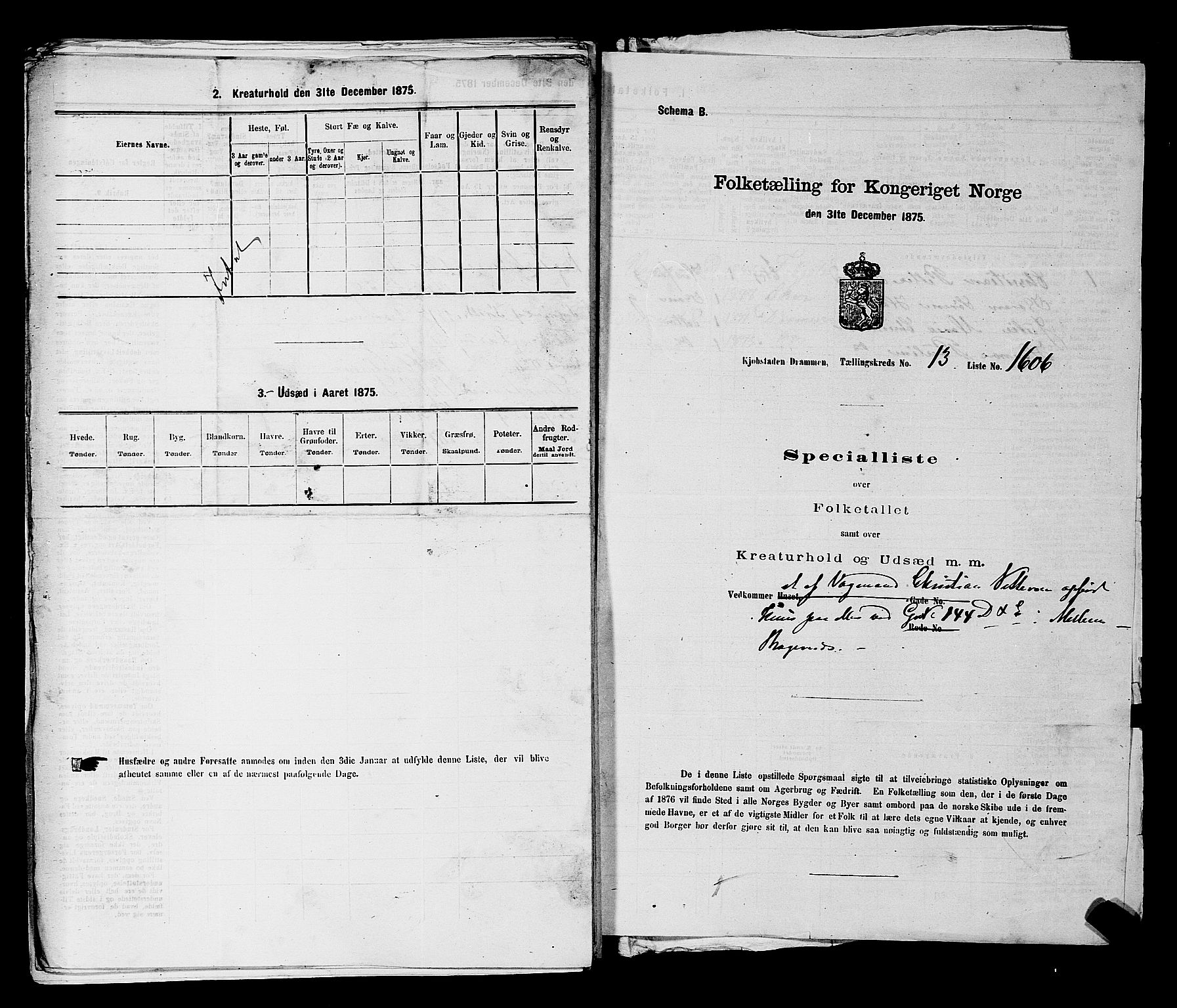 SAKO, 1875 census for 0602 Drammen, 1875, p. 1480