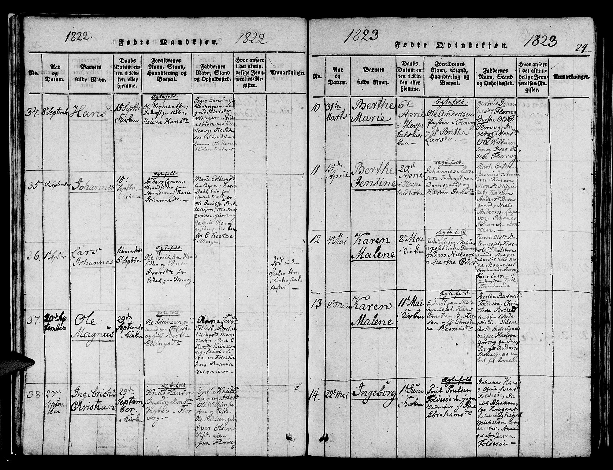 Askøy Sokneprestembete, SAB/A-74101/H/Ha/Haa/Haaa/L0003: Parish register (official) no. A 3, 1815-1825, p. 24