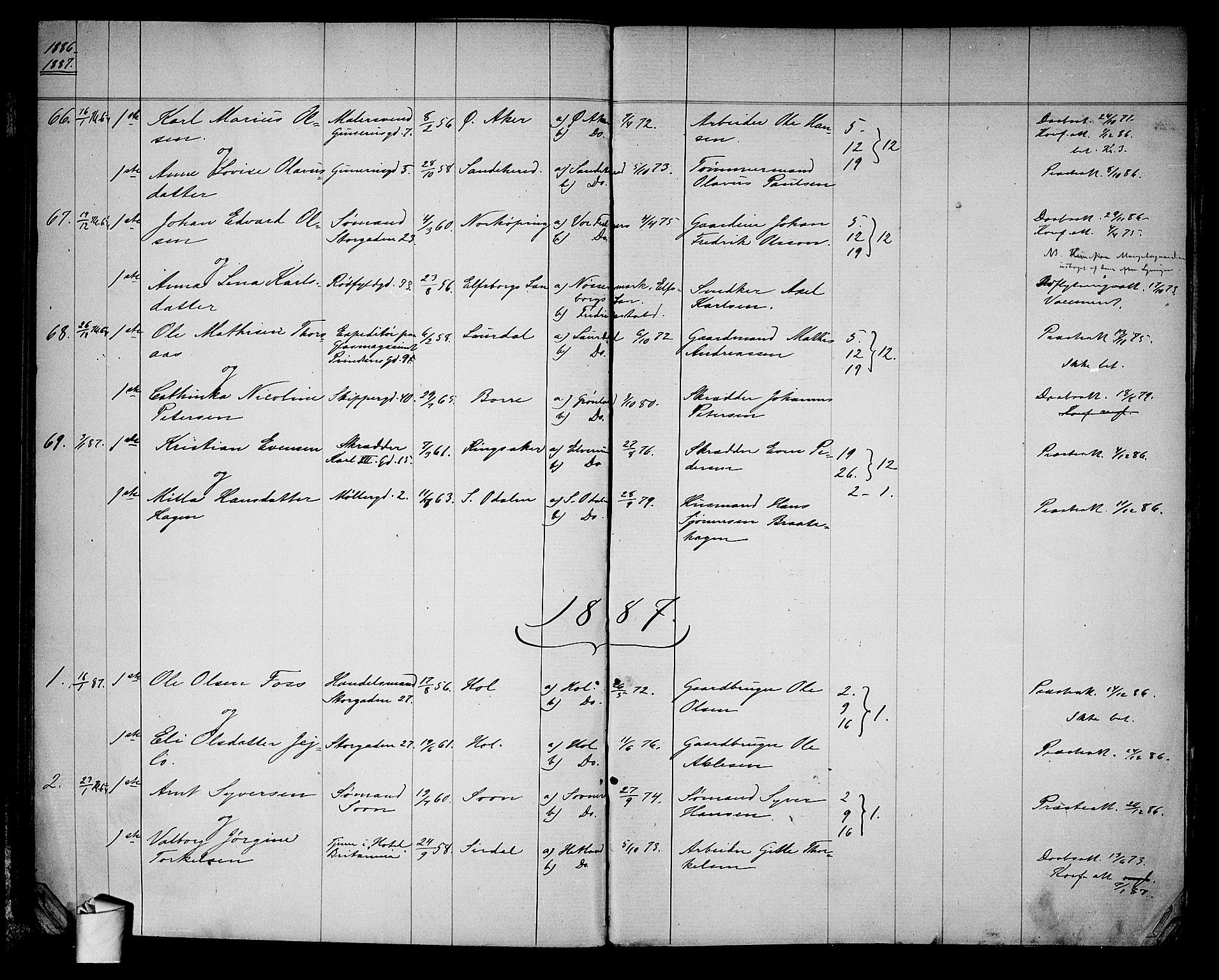 Oslo domkirke Kirkebøker, AV/SAO-A-10752/H/Ha/L0003: Banns register no. 3, 1870-1888