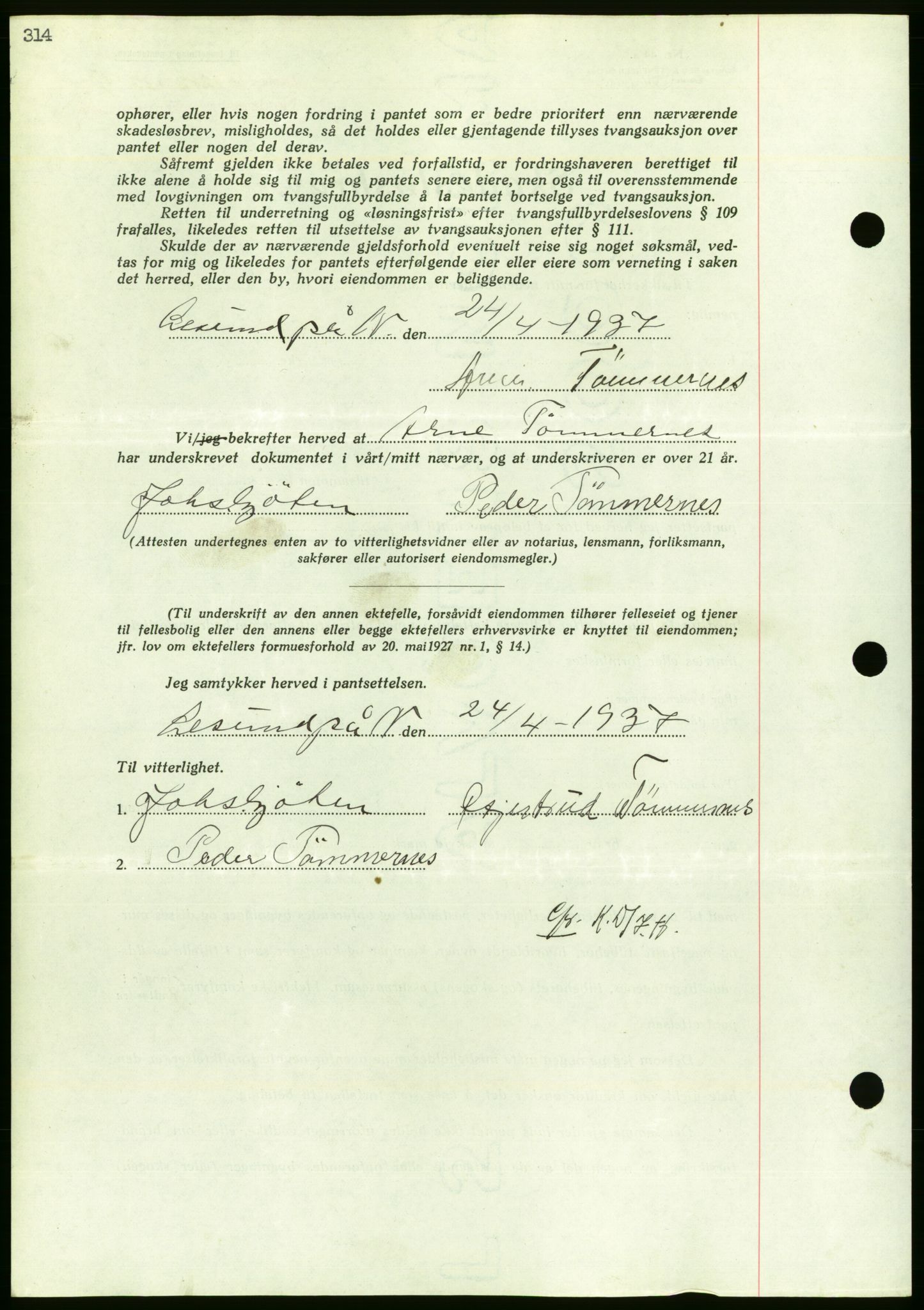 Nordmøre sorenskriveri, AV/SAT-A-4132/1/2/2Ca/L0091: Mortgage book no. B81, 1937-1937, Diary no: : 1282/1937