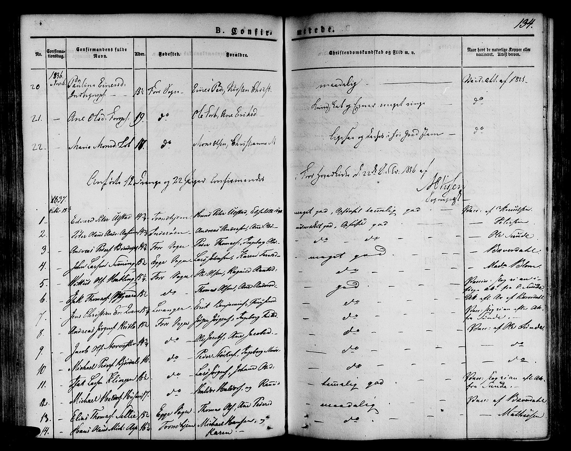 Ministerialprotokoller, klokkerbøker og fødselsregistre - Nord-Trøndelag, SAT/A-1458/746/L0445: Parish register (official) no. 746A04, 1826-1846, p. 134