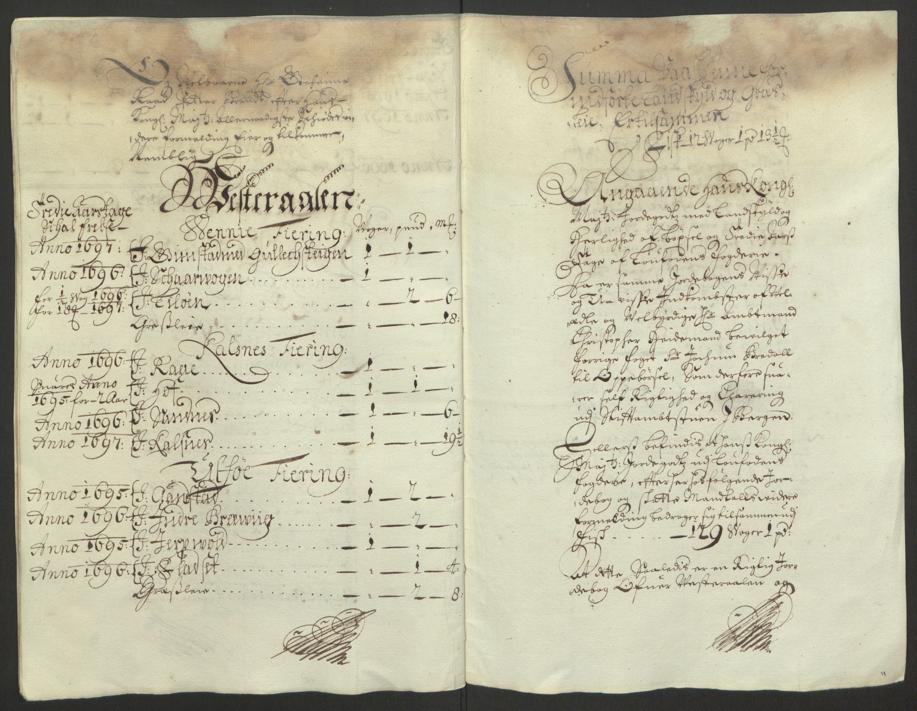 Rentekammeret inntil 1814, Reviderte regnskaper, Fogderegnskap, AV/RA-EA-4092/R67/L4677: Fogderegnskap Vesterålen, Andenes og Lofoten, 1694-1695, p. 274