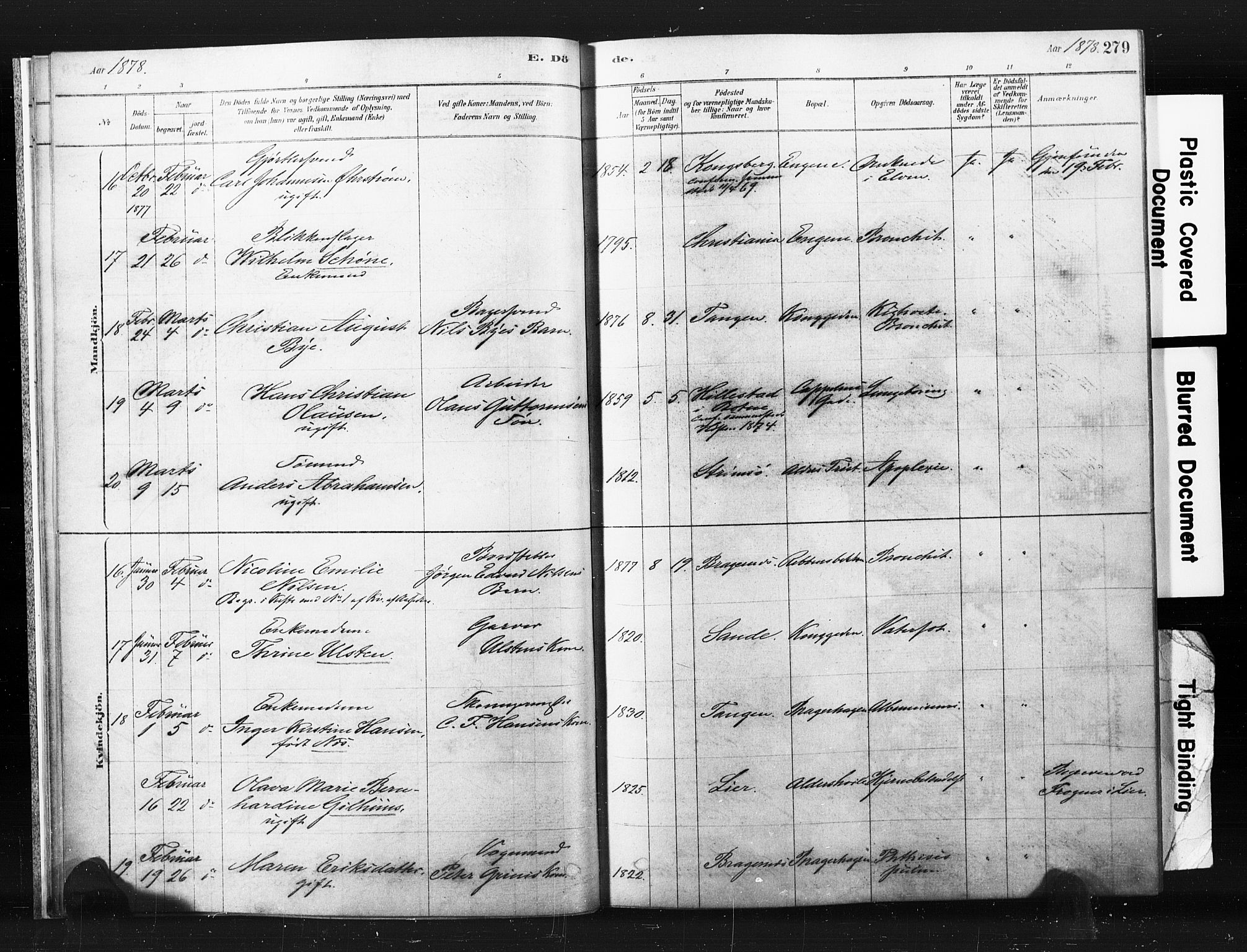 Bragernes kirkebøker, AV/SAKO-A-6/F/Fb/L0006b: Parish register (official) no. II 6B, 1878-1885, p. 279