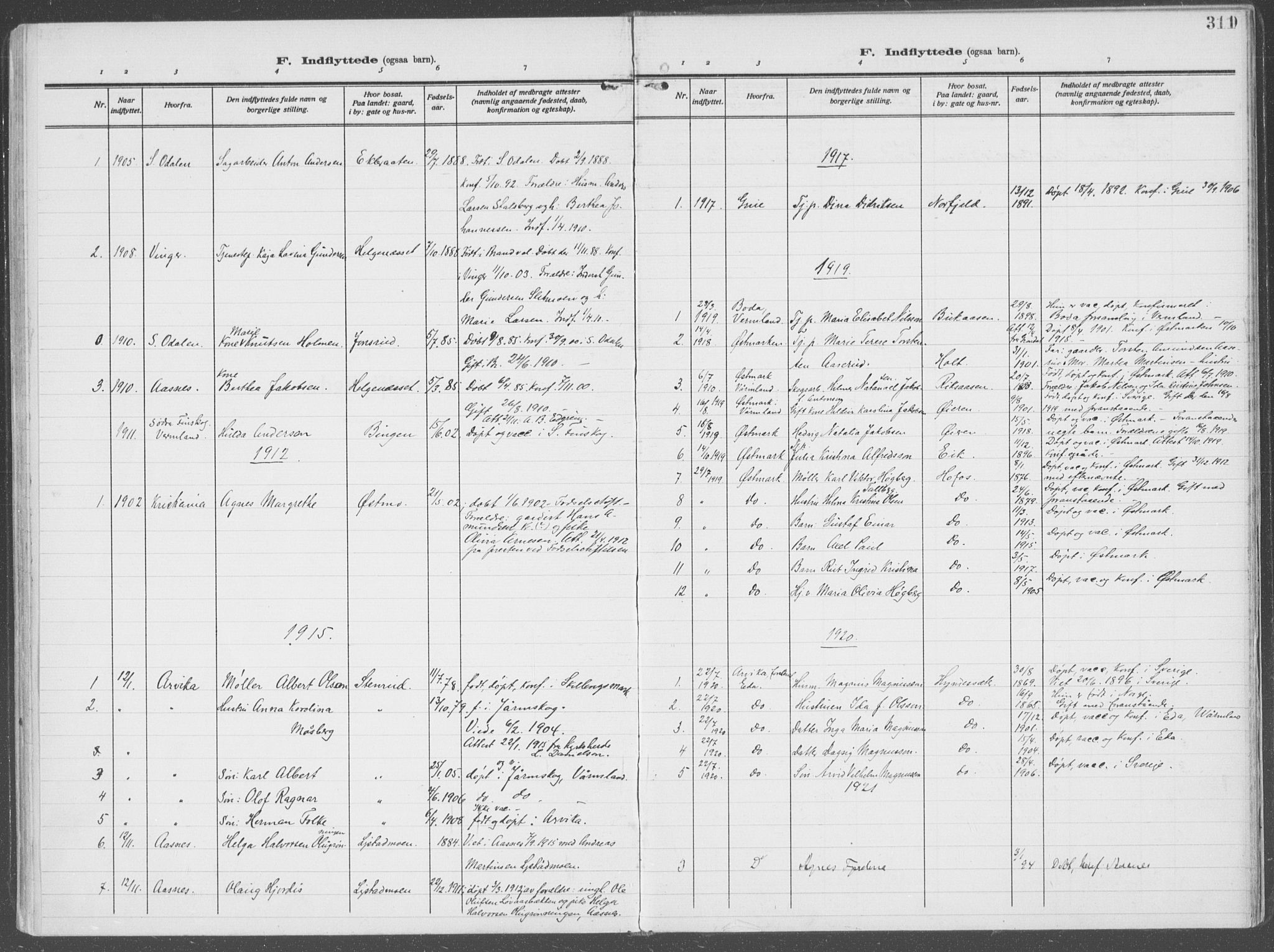 Brandval prestekontor, SAH/PREST-034/H/Ha/Haa/L0004: Parish register (official) no. 4, 1910-1924, p. 311