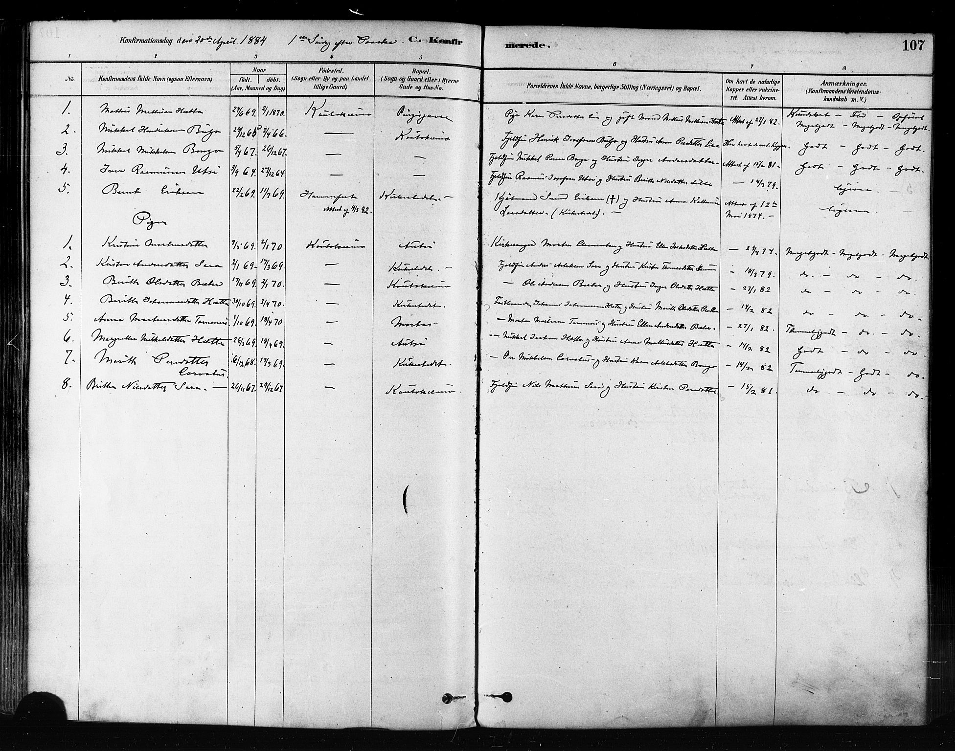 Kautokeino sokneprestembete, SATØ/S-1340/H/Ha/L0004.kirke: Parish register (official) no. 4, 1877-1896, p. 107