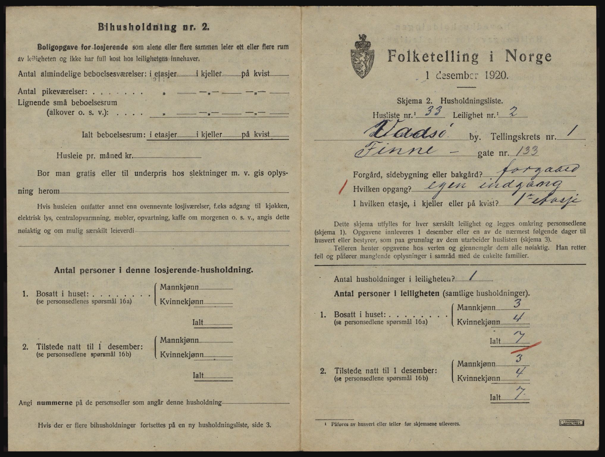 SATØ, 1920 census for Vadsø, 1920, p. 662