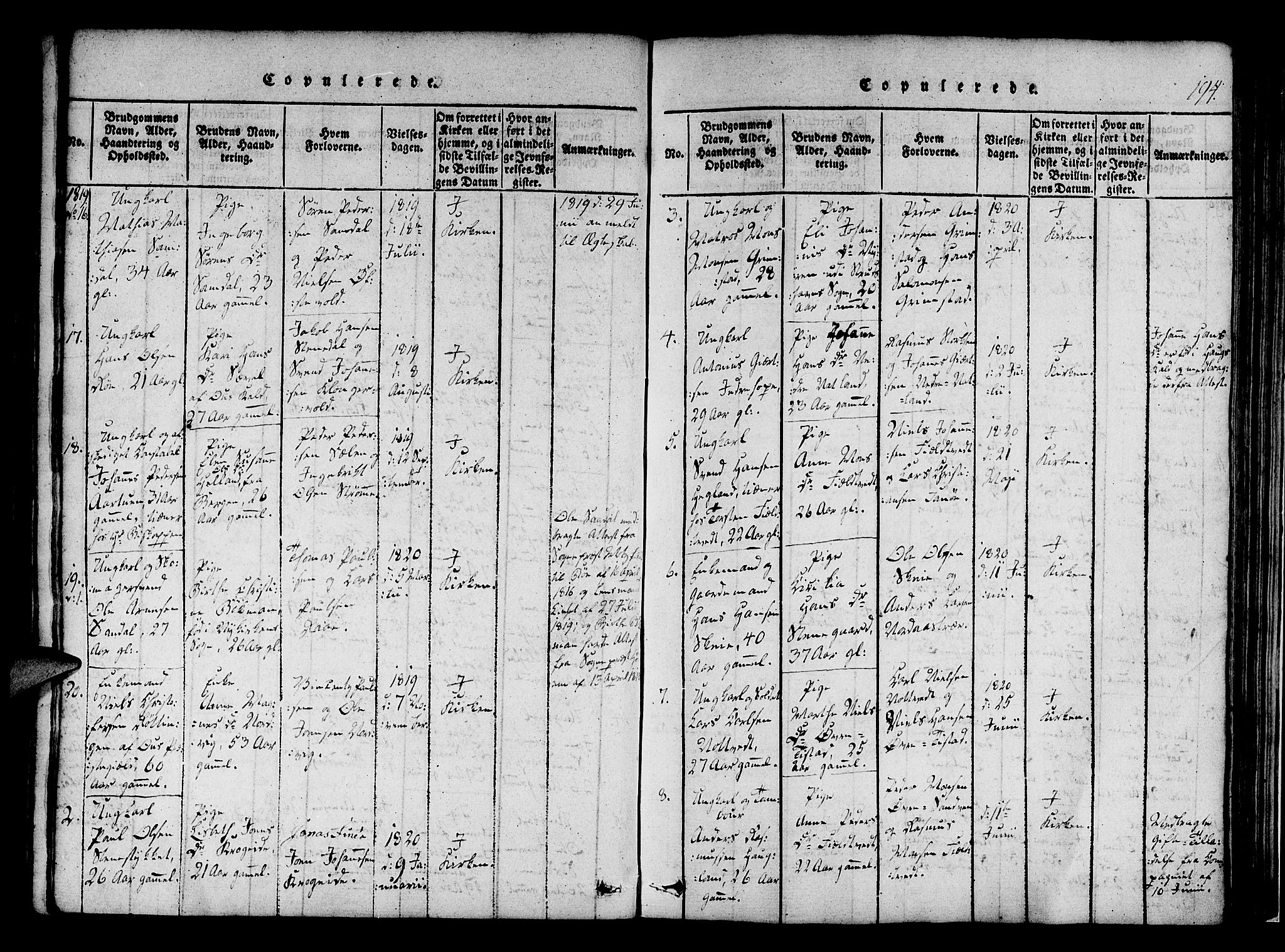 Fana Sokneprestembete, SAB/A-75101/H/Haa/Haaa/L0007: Parish register (official) no. A 7, 1816-1828, p. 194