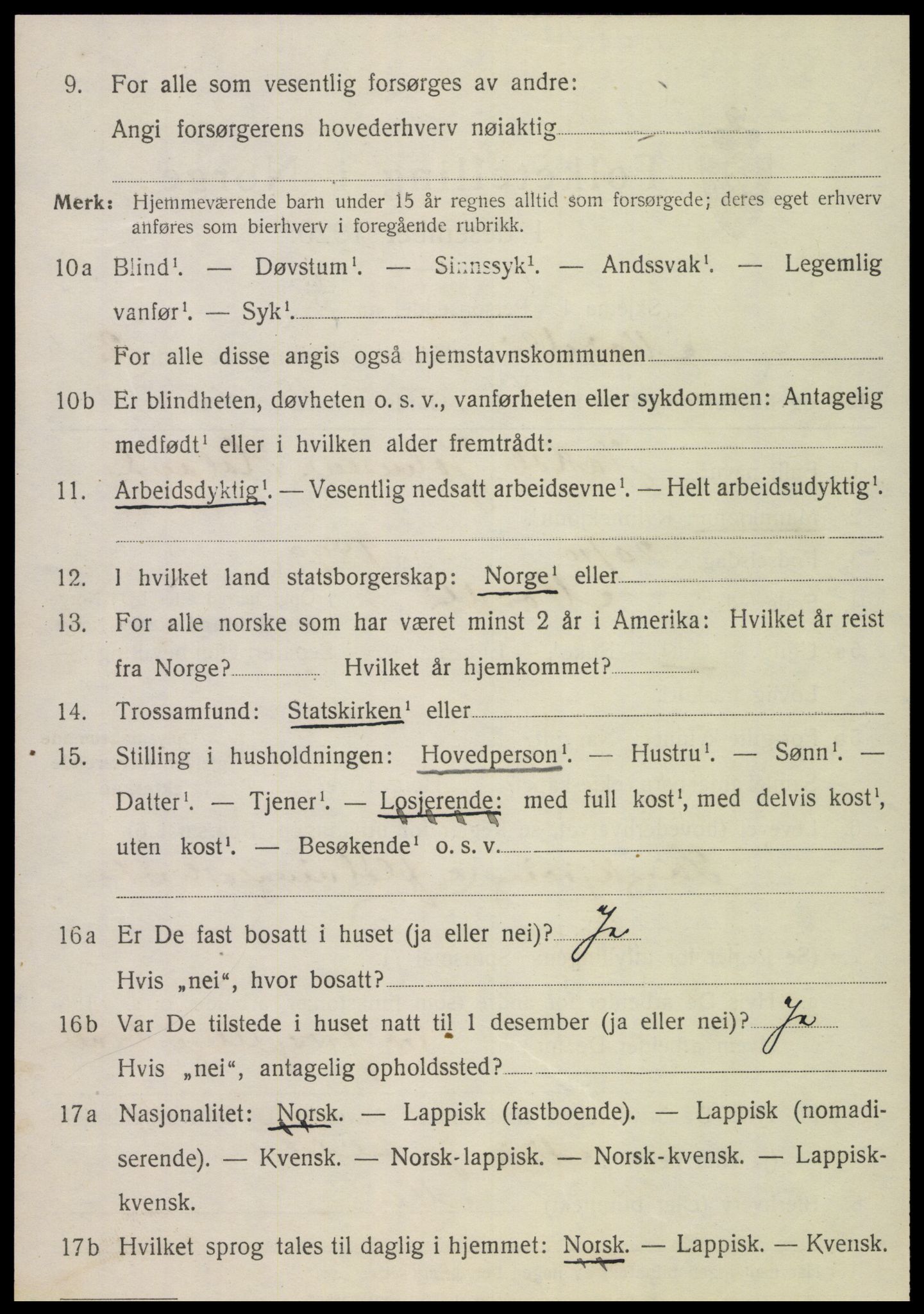 SAT, 1920 census for Nordli, 1920, p. 1400