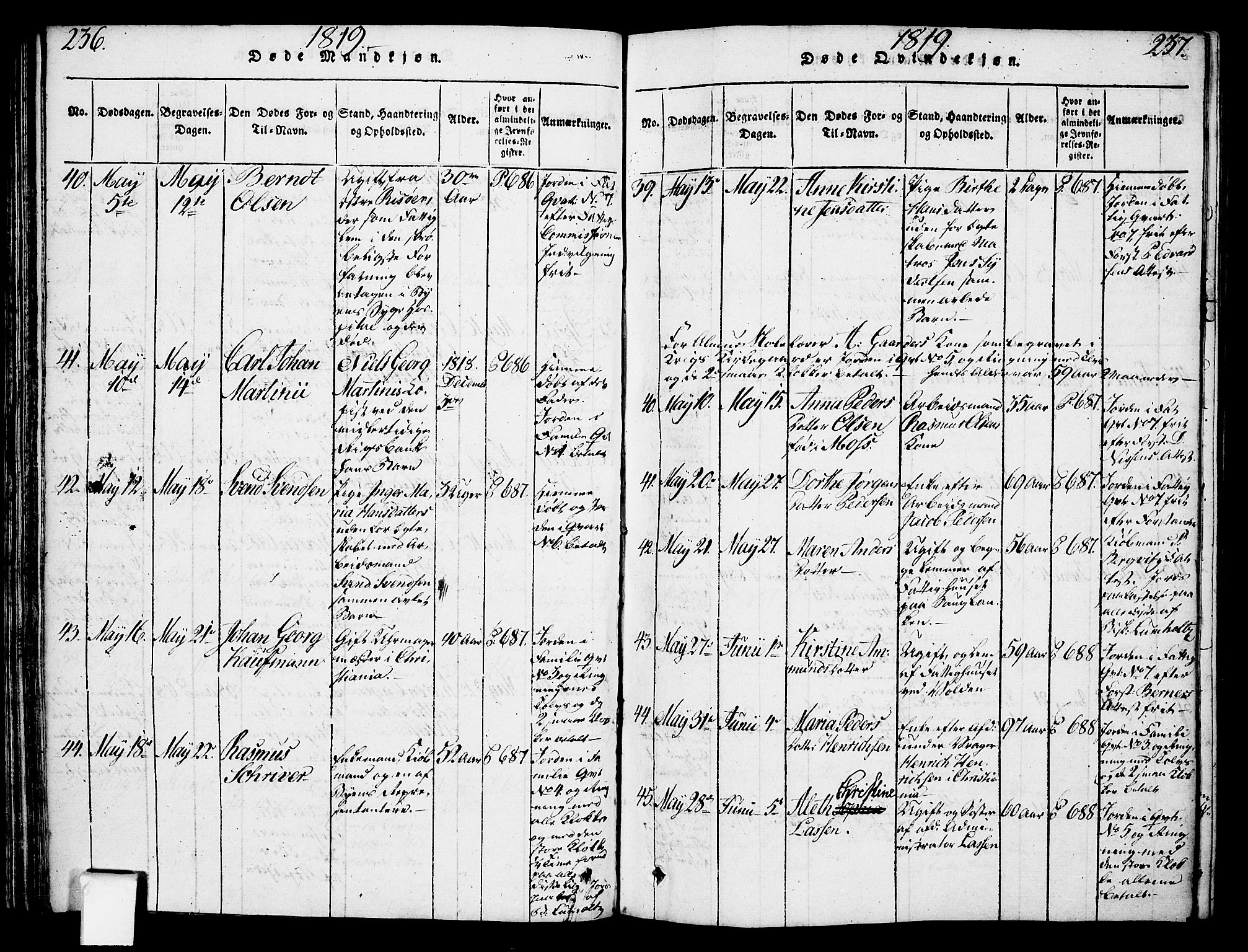 Oslo domkirke Kirkebøker, SAO/A-10752/F/Fa/L0007: Parish register (official) no. 7, 1817-1824, p. 236-237