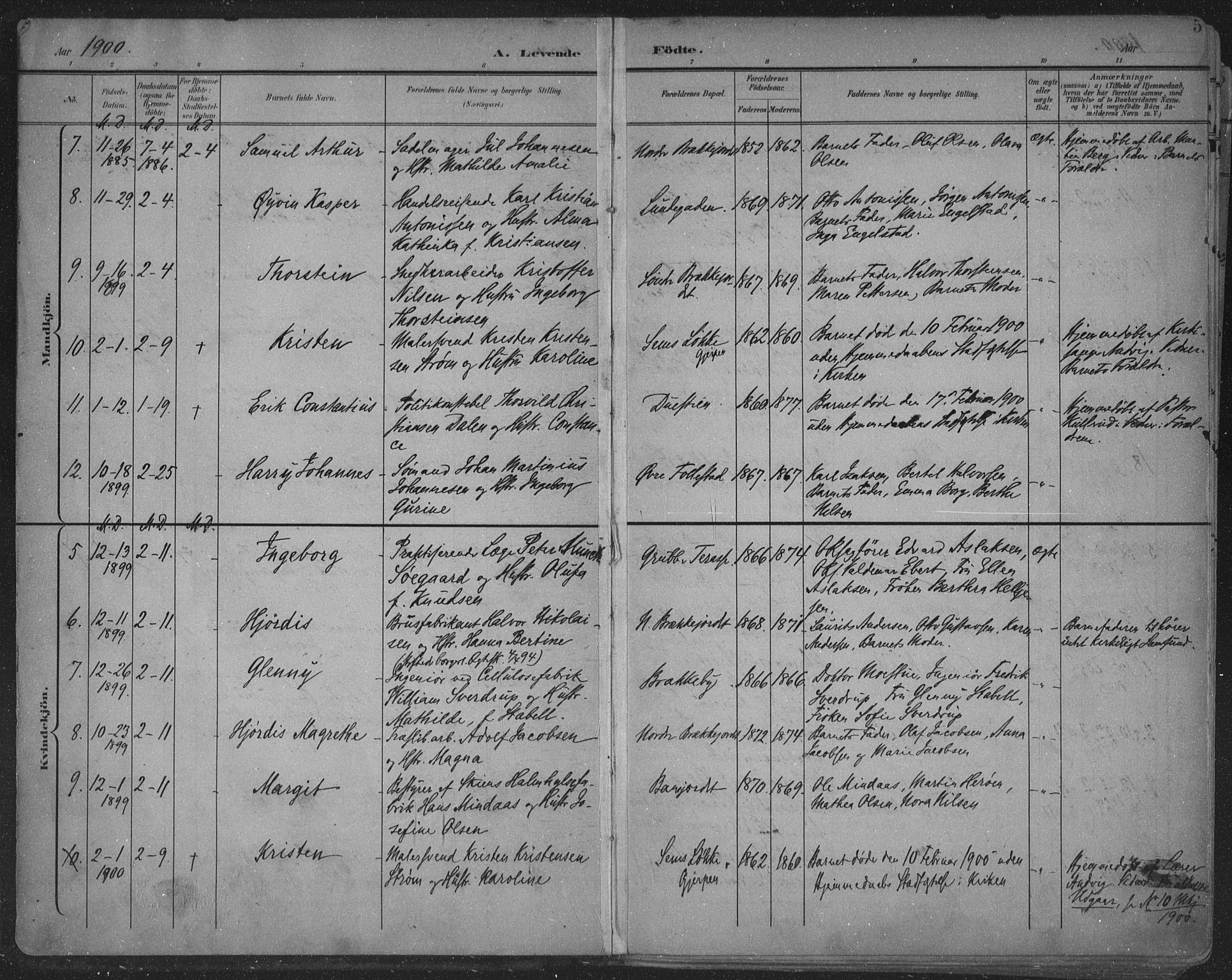 Skien kirkebøker, SAKO/A-302/F/Fa/L0011: Parish register (official) no. 11, 1900-1907, p. 5
