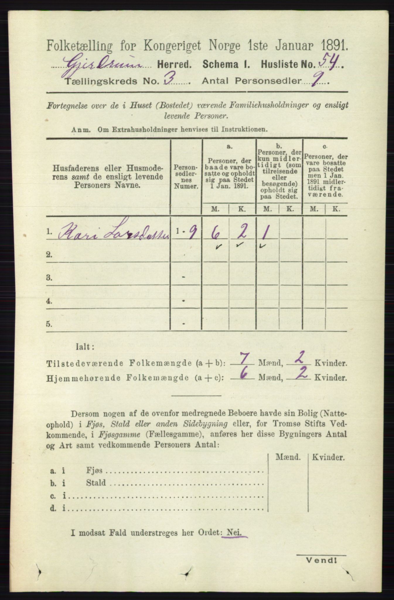 RA, 1891 census for 0234 Gjerdrum, 1891, p. 1213