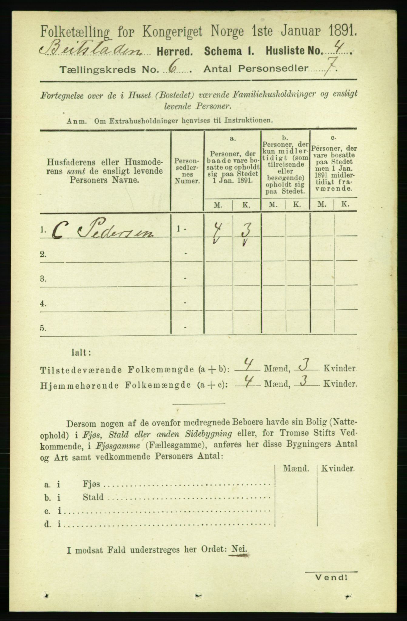 RA, 1891 census for 1727 Beitstad, 1891, p. 1502