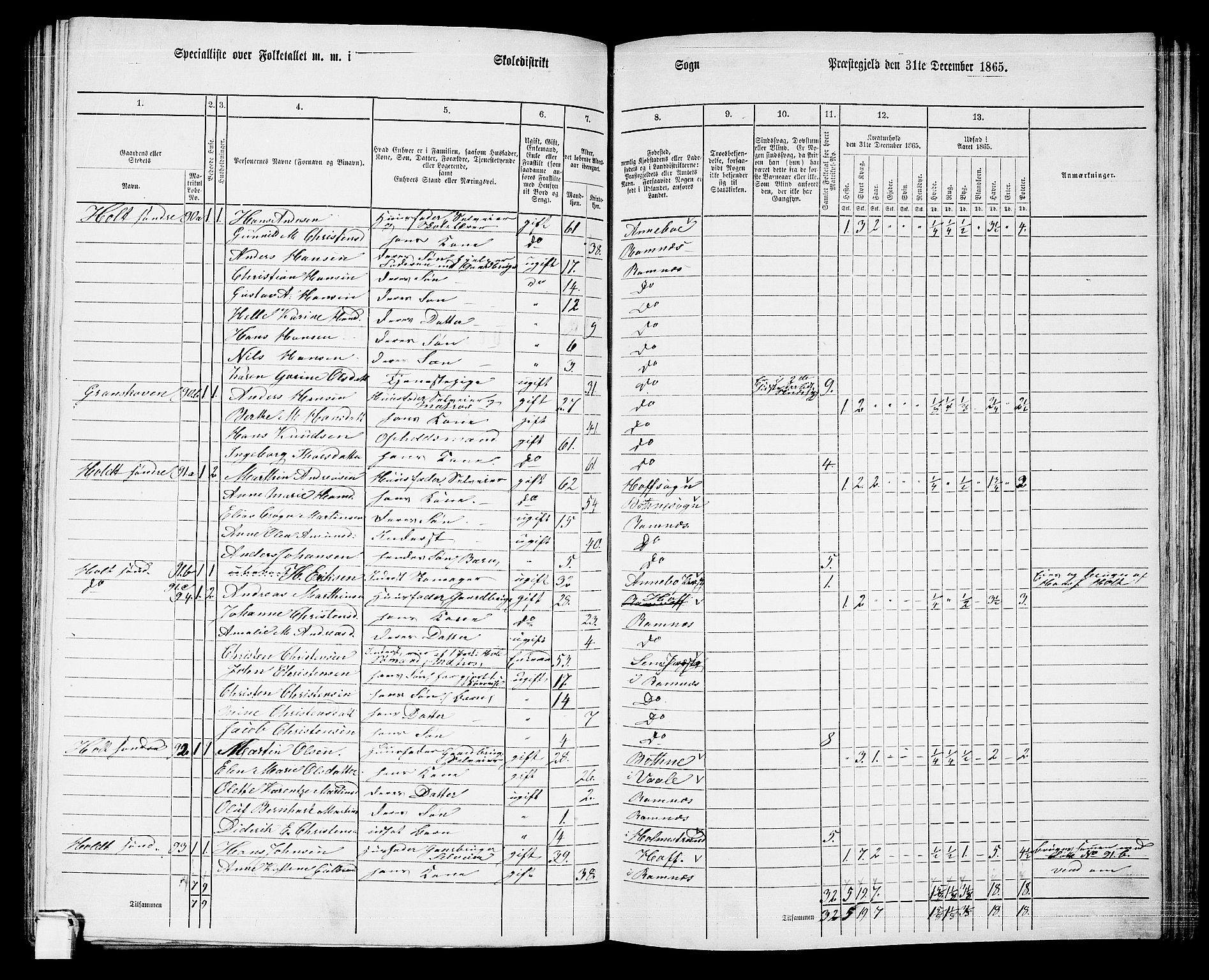 RA, 1865 census for Ramnes, 1865, p. 71