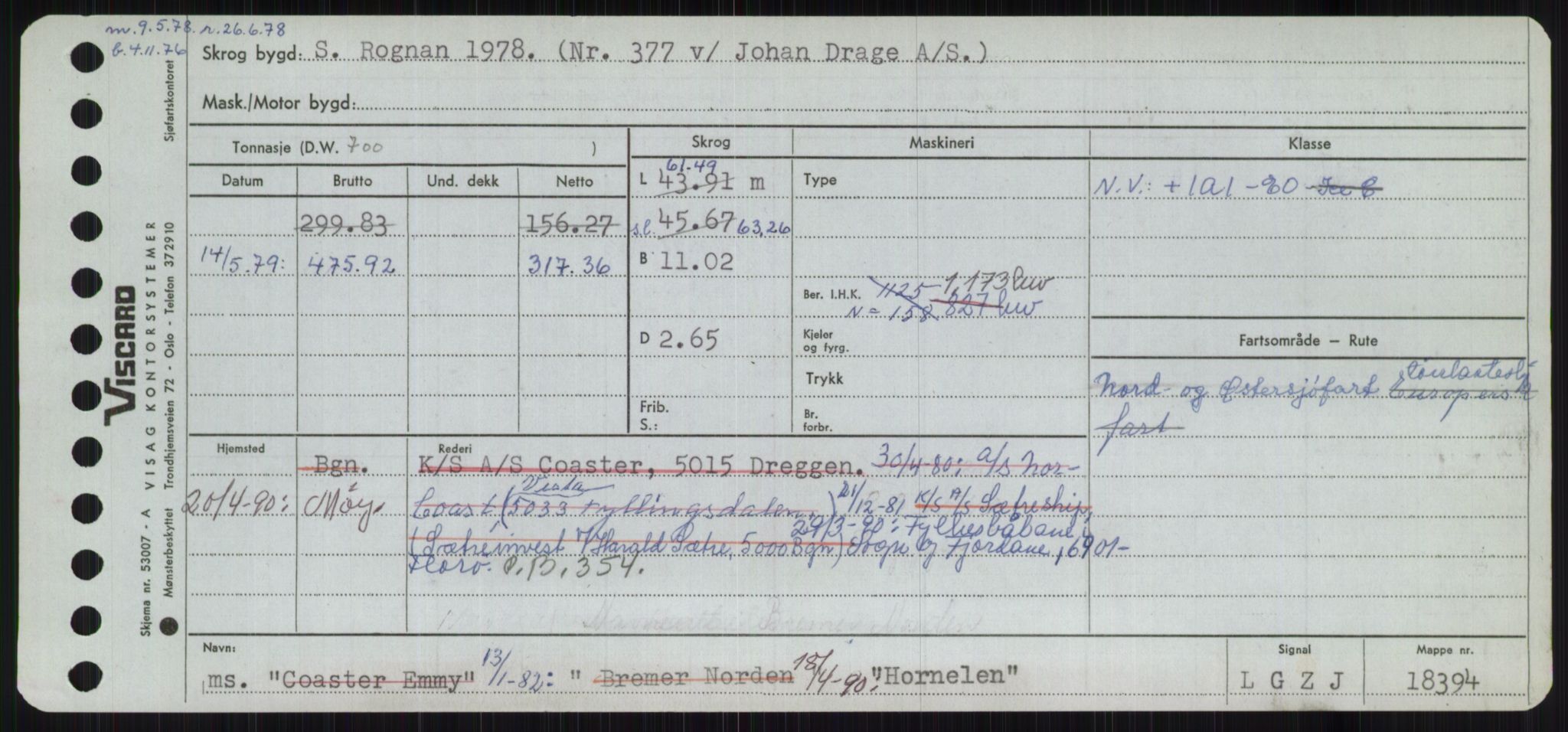 Sjøfartsdirektoratet med forløpere, Skipsmålingen, RA/S-1627/H/Ha/L0003/0001: Fartøy, Hilm-Mar / Fartøy, Hilm-Kol, p. 87