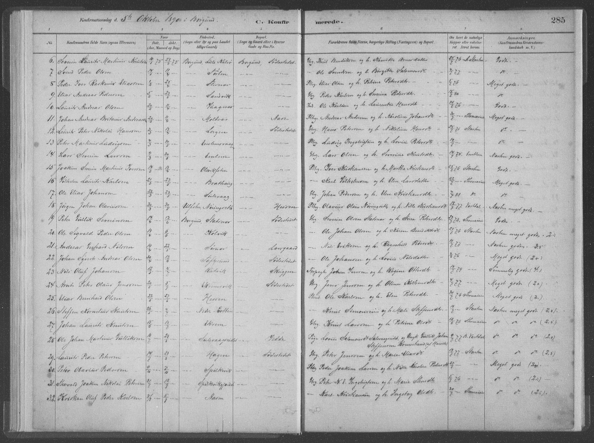 Ministerialprotokoller, klokkerbøker og fødselsregistre - Møre og Romsdal, SAT/A-1454/528/L0402: Parish register (official) no. 528A12II, 1880-1903, p. 285