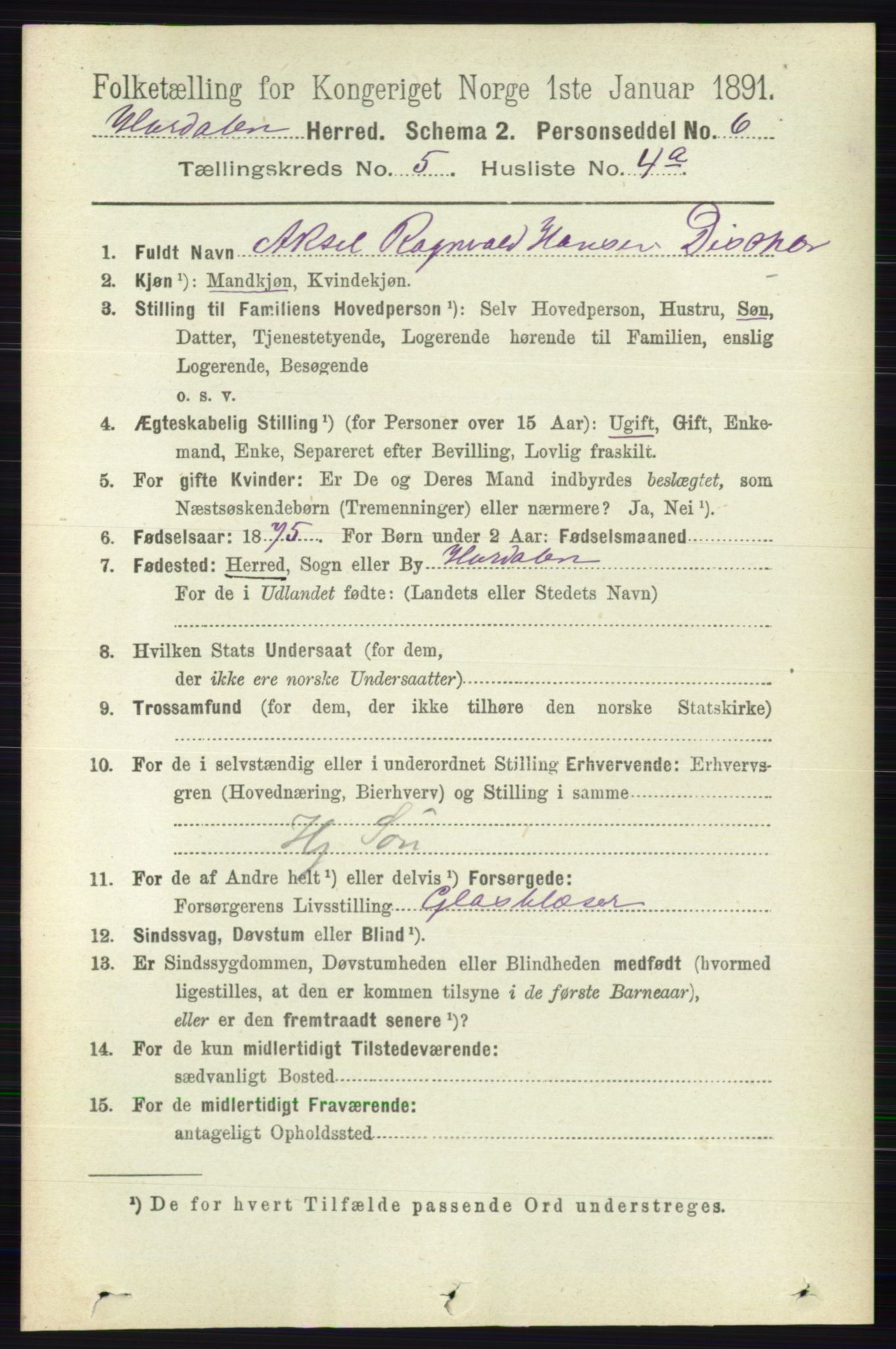 RA, 1891 census for 0239 Hurdal, 1891, p. 2045
