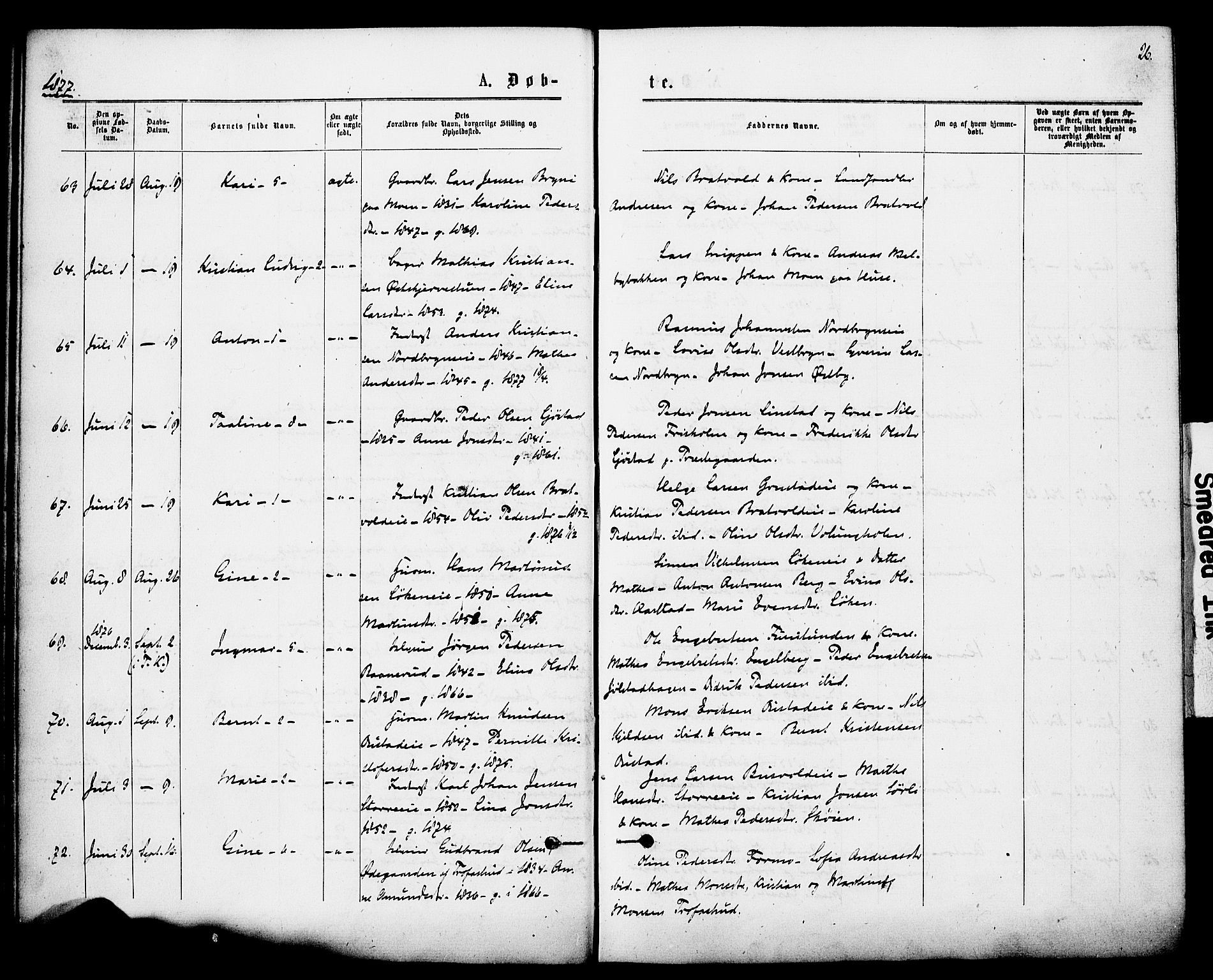 Romedal prestekontor, AV/SAH-PREST-004/K/L0007: Parish register (official) no. 7, 1875-1879, p. 26