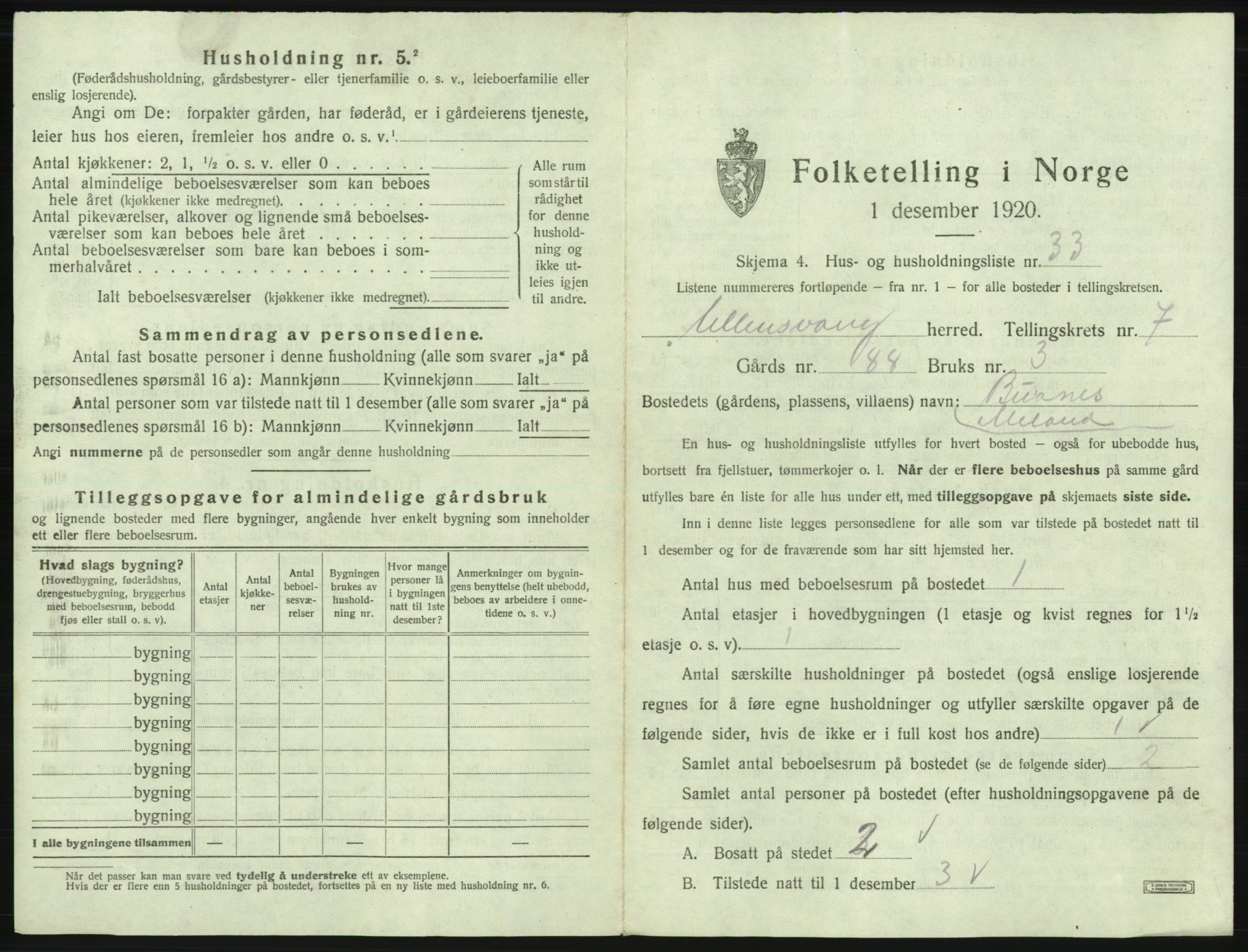 SAB, 1920 census for Ullensvang, 1920, p. 770