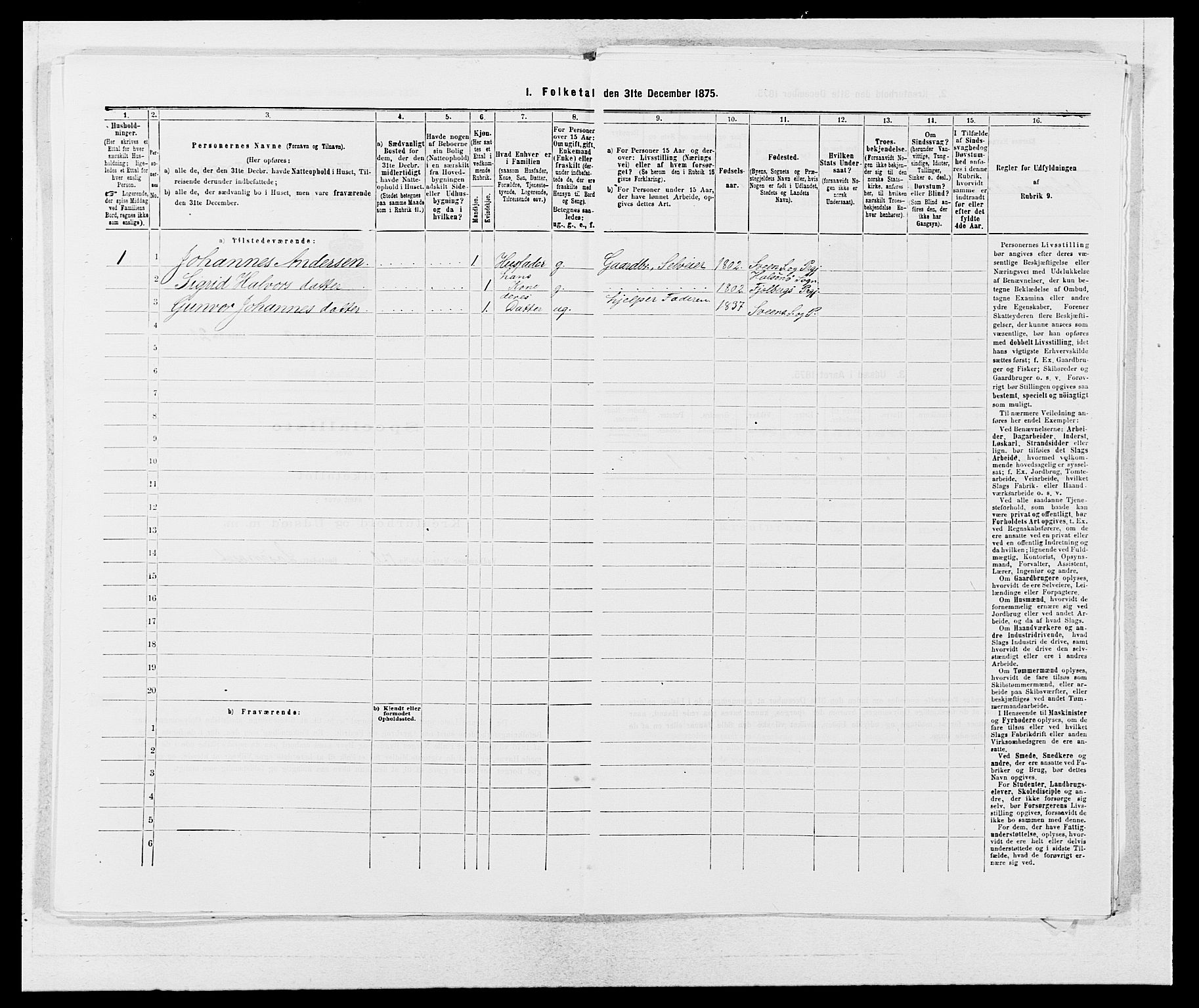 SAB, 1875 census for 1216P Sveio, 1875, p. 1142