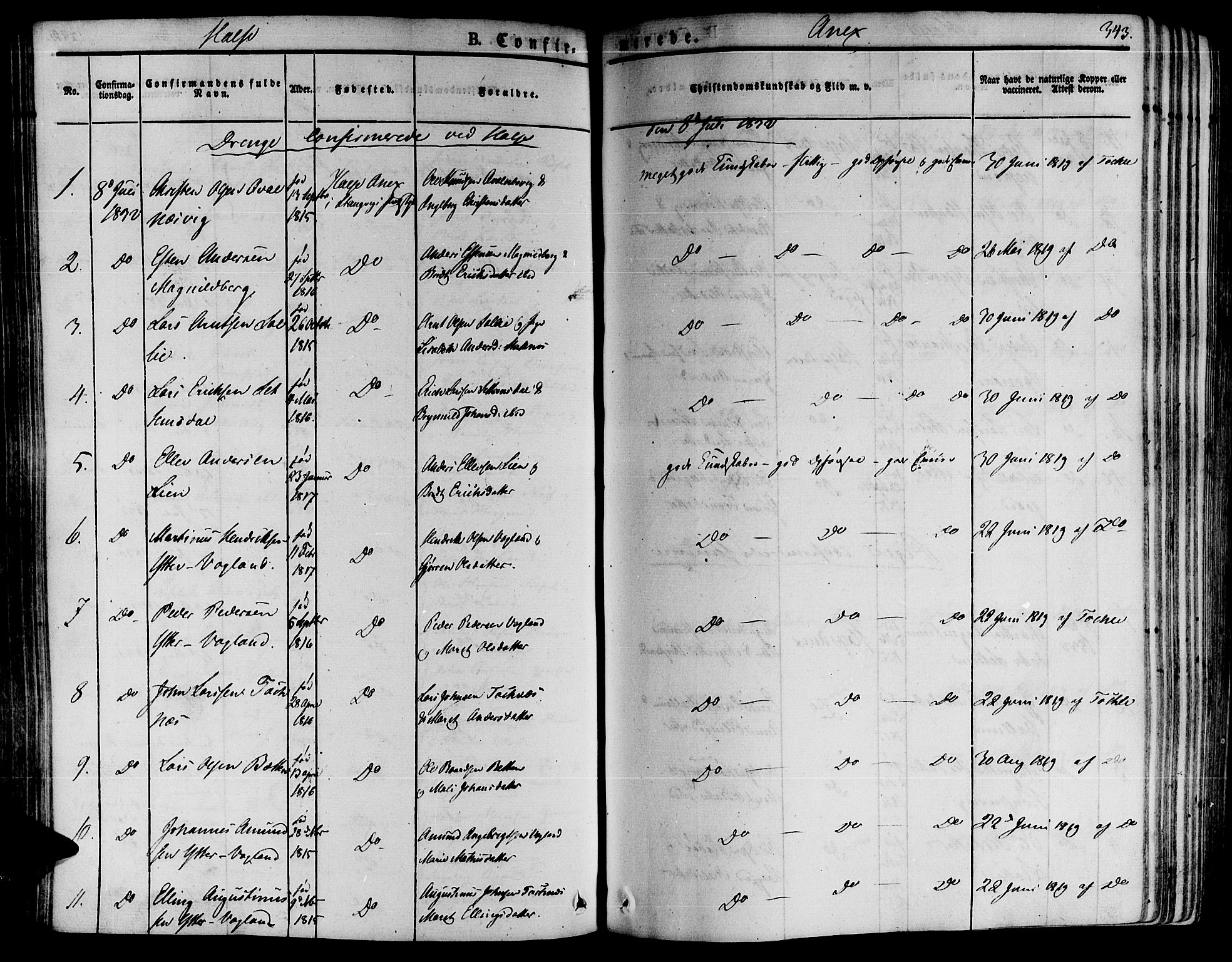 Ministerialprotokoller, klokkerbøker og fødselsregistre - Møre og Romsdal, SAT/A-1454/592/L1025: Parish register (official) no. 592A03 /2, 1831-1849, p. 343