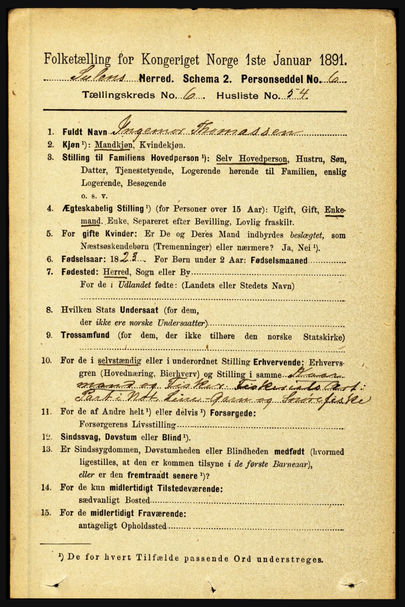 RA, 1891 census for 1412 Solund, 1891, p. 2311