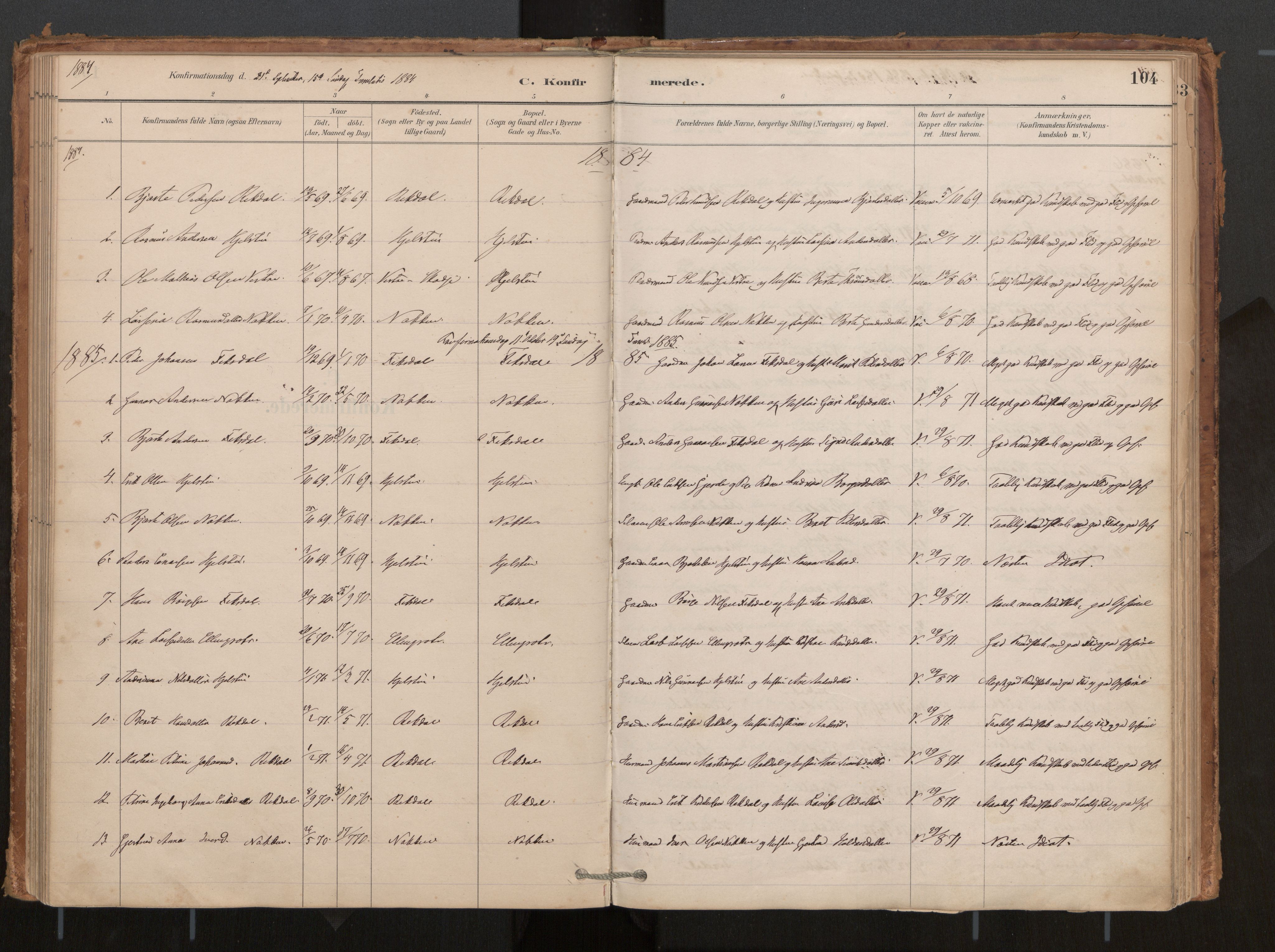 Ministerialprotokoller, klokkerbøker og fødselsregistre - Møre og Romsdal, AV/SAT-A-1454/540/L0540a: Parish register (official) no. 540A02, 1884-1908, p. 104