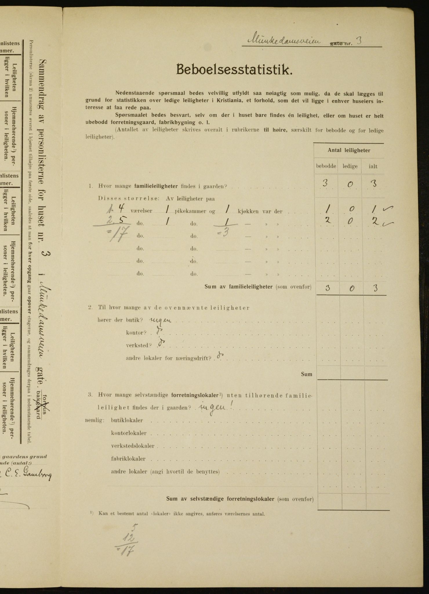 OBA, Municipal Census 1910 for Kristiania, 1910, p. 64515