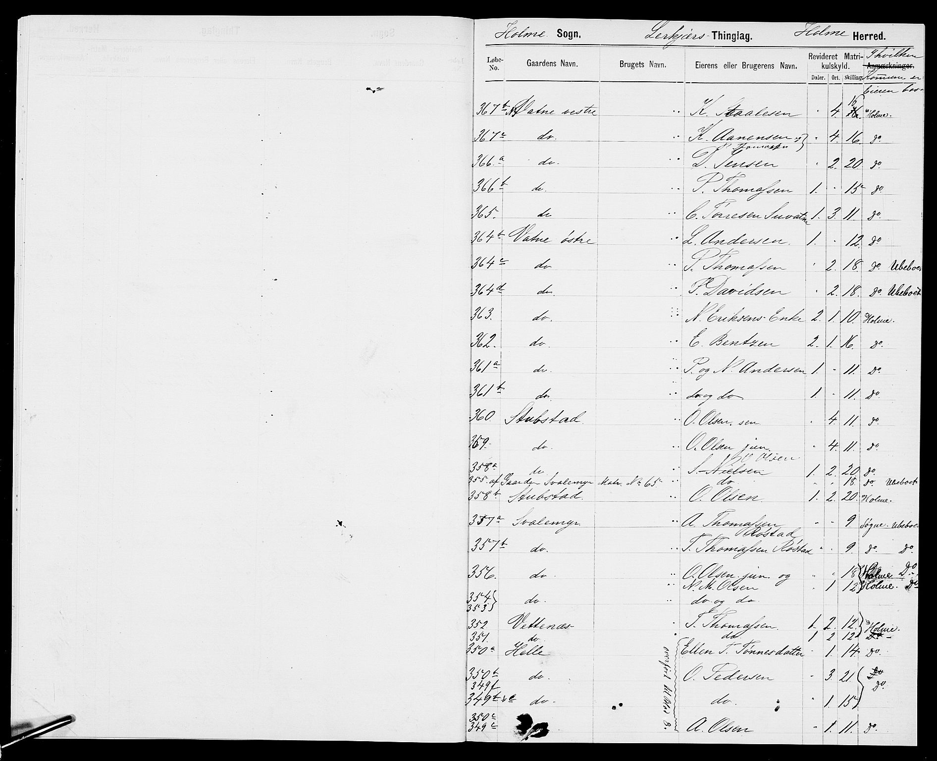 SAK, 1875 census for 1020P Holum, 1875, p. 17