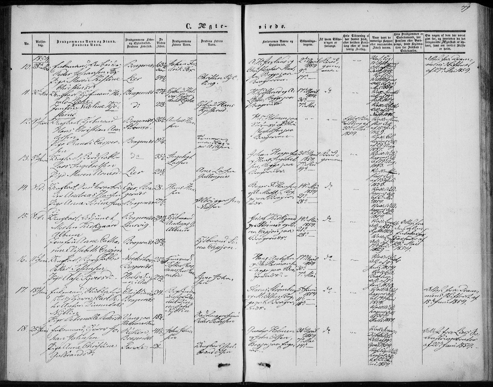 Bragernes kirkebøker, SAKO/A-6/F/Fc/L0002: Parish register (official) no. III 2, 1854-1865, p. 79