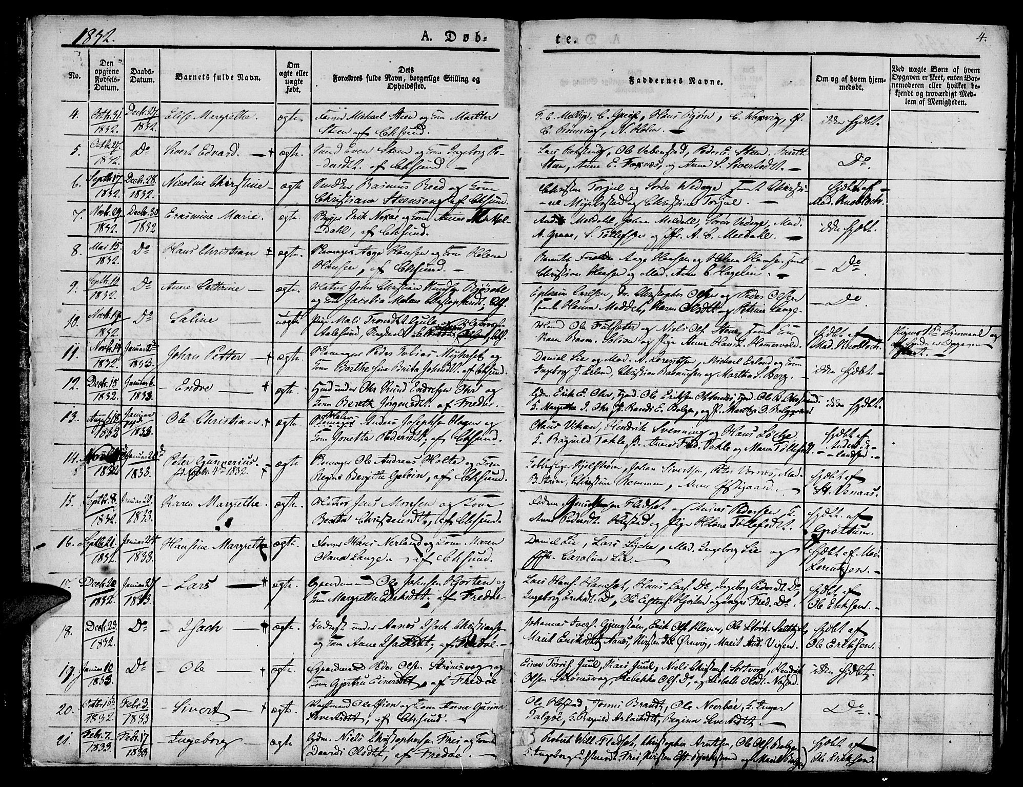 Ministerialprotokoller, klokkerbøker og fødselsregistre - Møre og Romsdal, SAT/A-1454/572/L0843: Parish register (official) no. 572A06, 1832-1842, p. 4