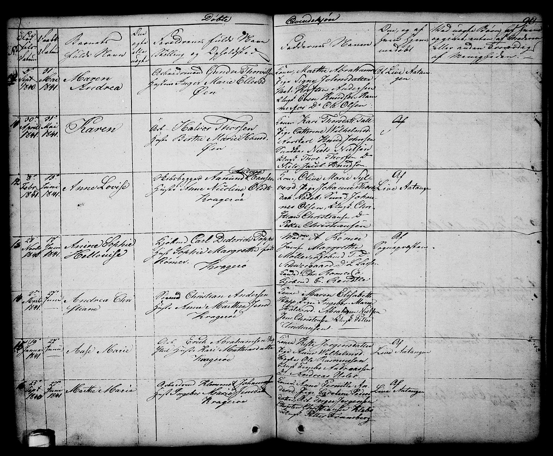 Kragerø kirkebøker, AV/SAKO-A-278/G/Ga/L0003: Parish register (copy) no. 3, 1832-1852, p. 98