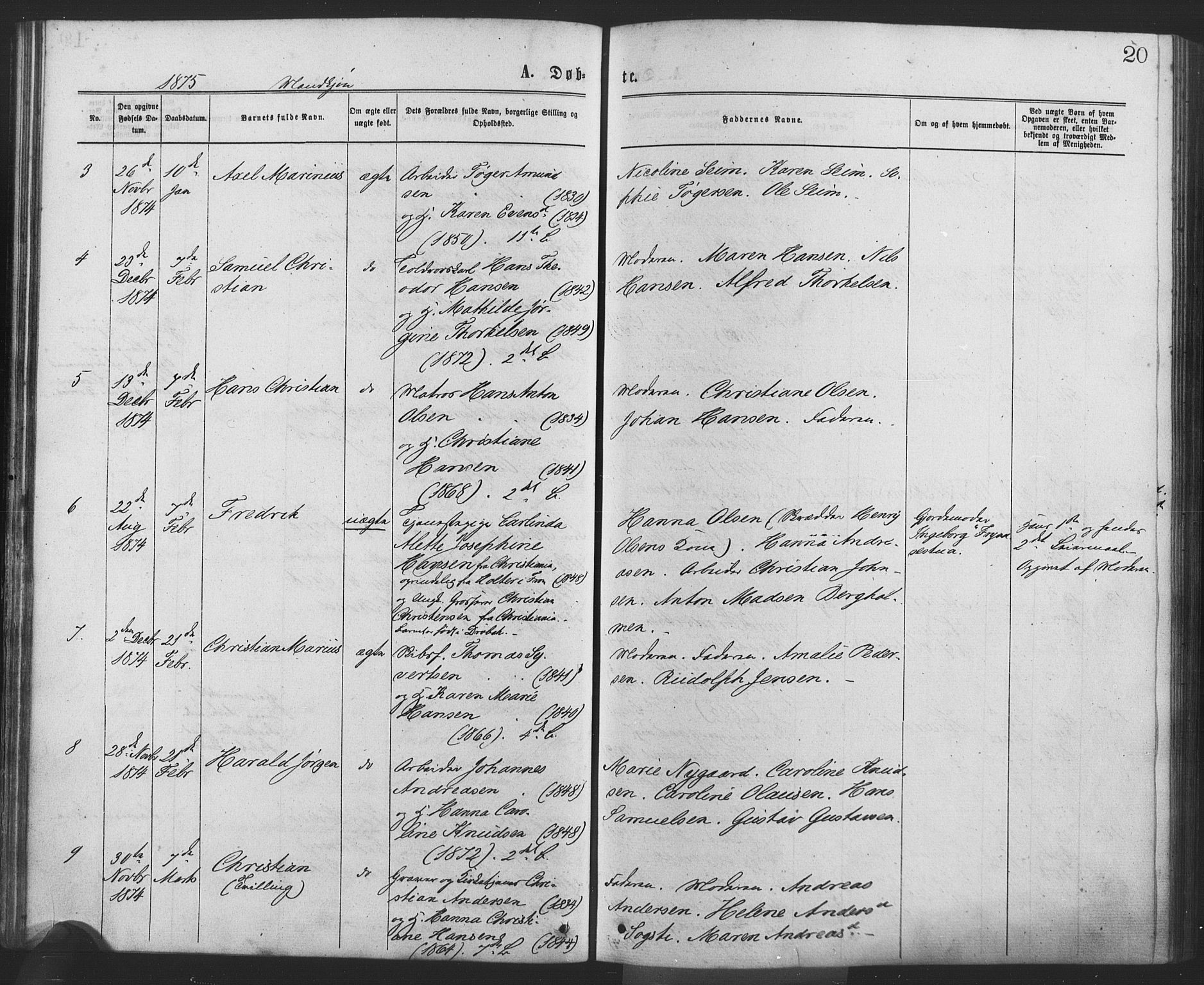 Drøbak prestekontor Kirkebøker, SAO/A-10142a/F/Fa/L0003: Parish register (official) no. I 3, 1871-1877, p. 20