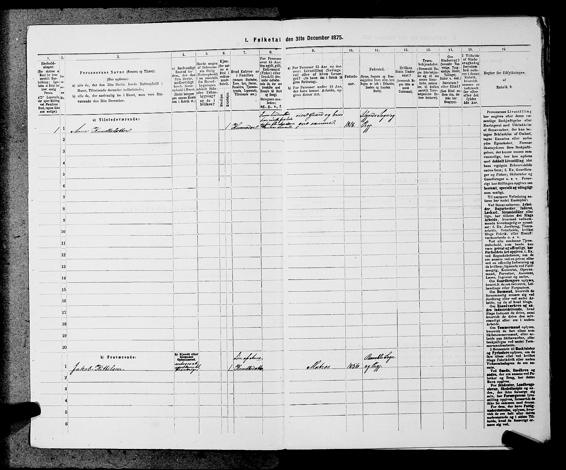 SAKO, 1875 census for 0814L Bamble/Bamble, 1875, p. 1347