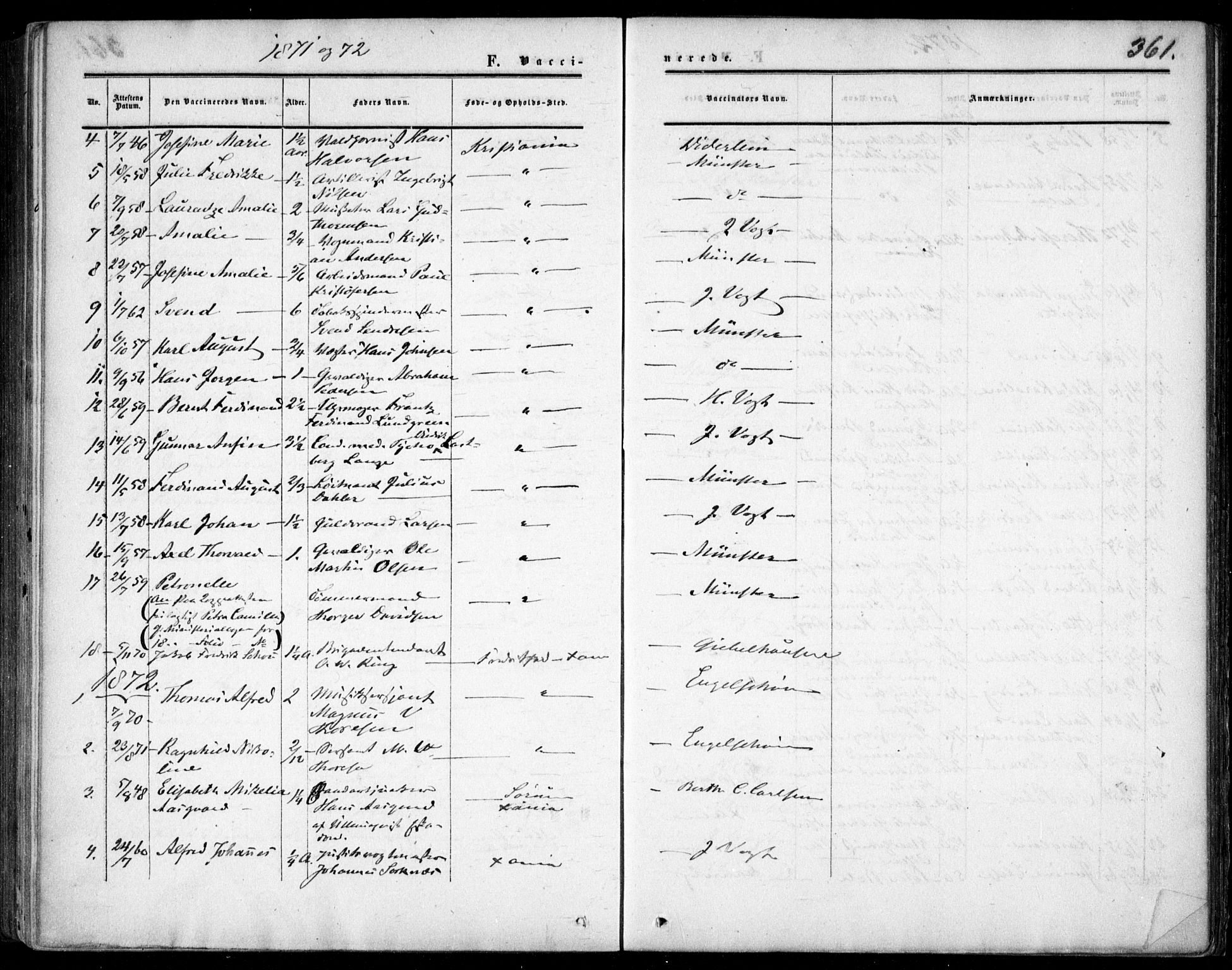 Garnisonsmenigheten Kirkebøker, SAO/A-10846/F/Fa/L0011: Parish register (official) no. 11, 1870-1880, p. 361
