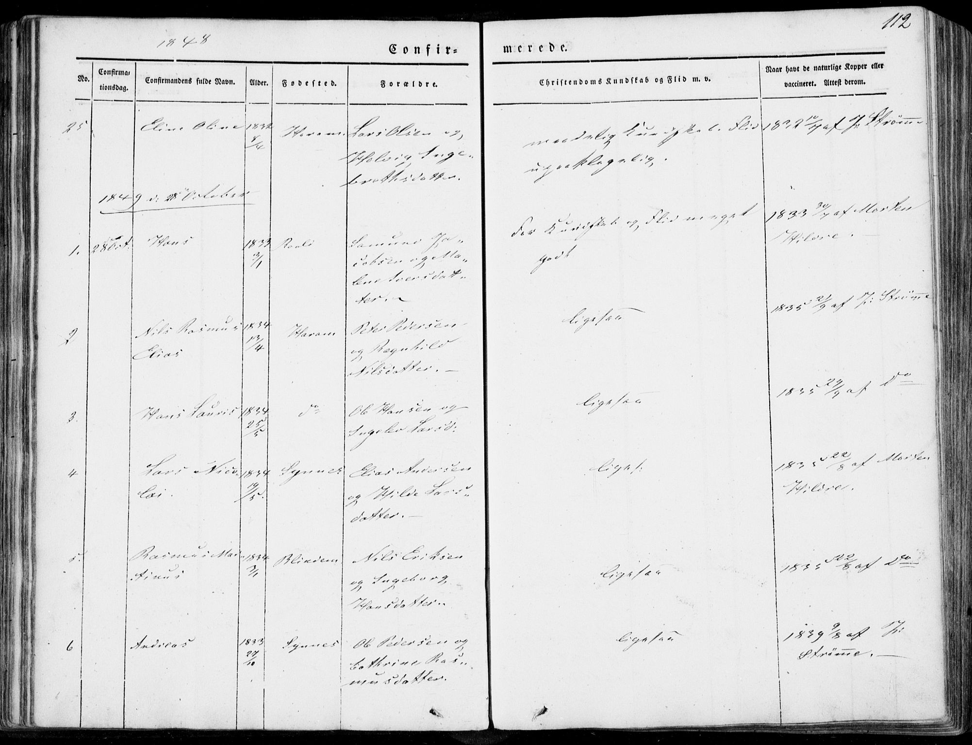 Ministerialprotokoller, klokkerbøker og fødselsregistre - Møre og Romsdal, SAT/A-1454/536/L0497: Parish register (official) no. 536A06, 1845-1865, p. 112