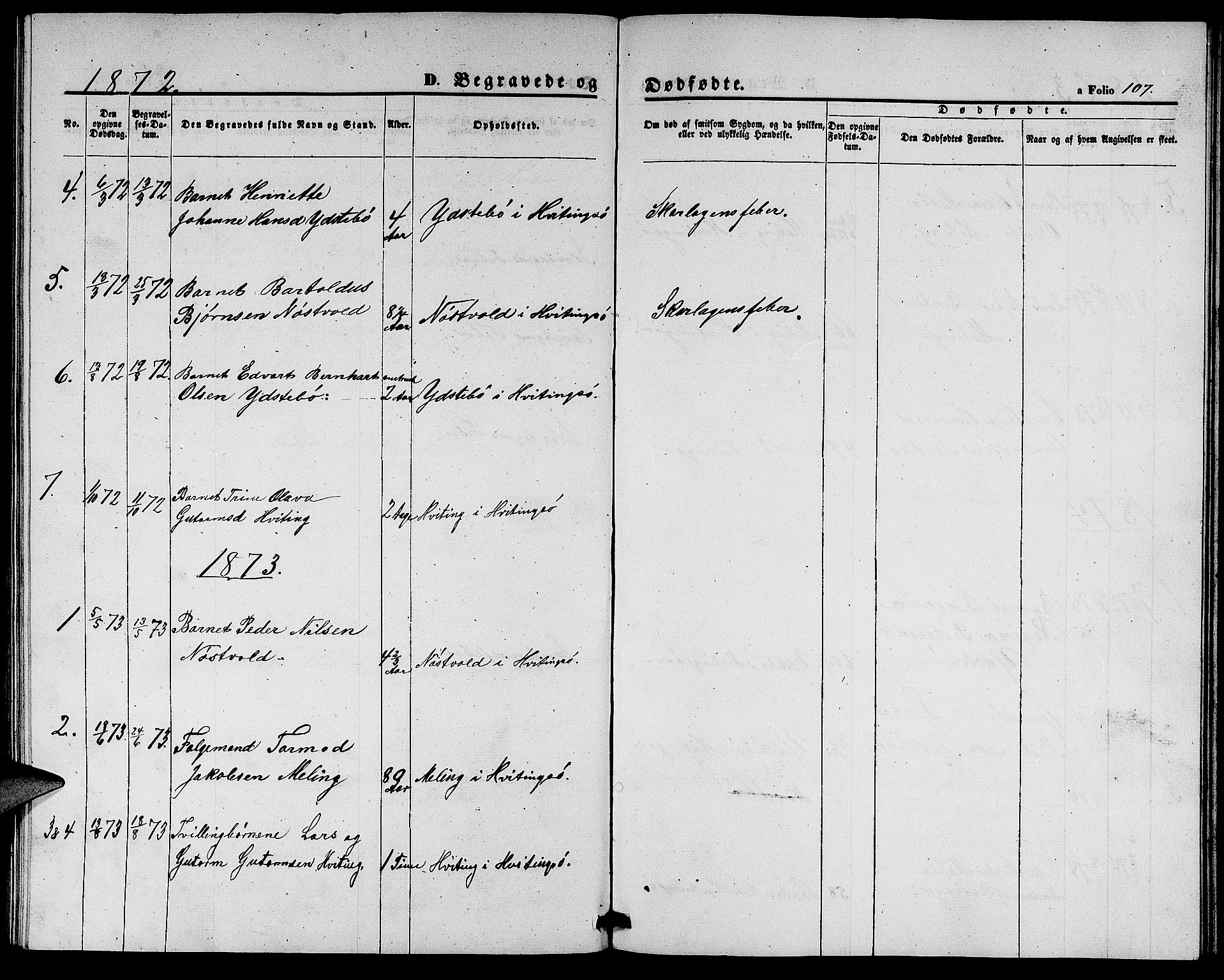 Rennesøy sokneprestkontor, SAST/A -101827/H/Ha/Hab/L0003: Parish register (copy) no. B 3, 1855-1888, p. 107