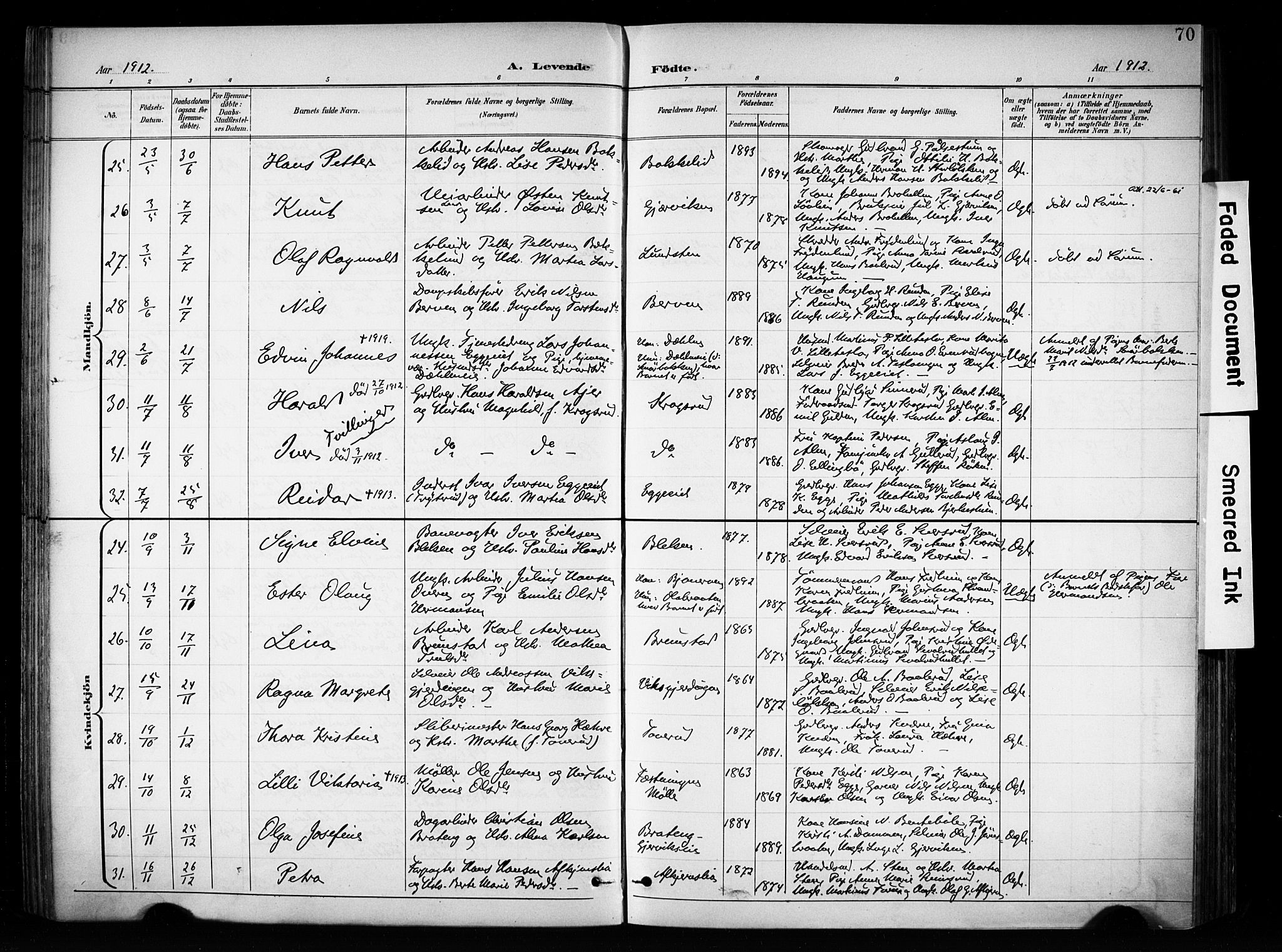 Brandbu prestekontor, AV/SAH-PREST-114/H/Ha/Haa/L0001: Parish register (official) no. 1, 1900-1912, p. 70