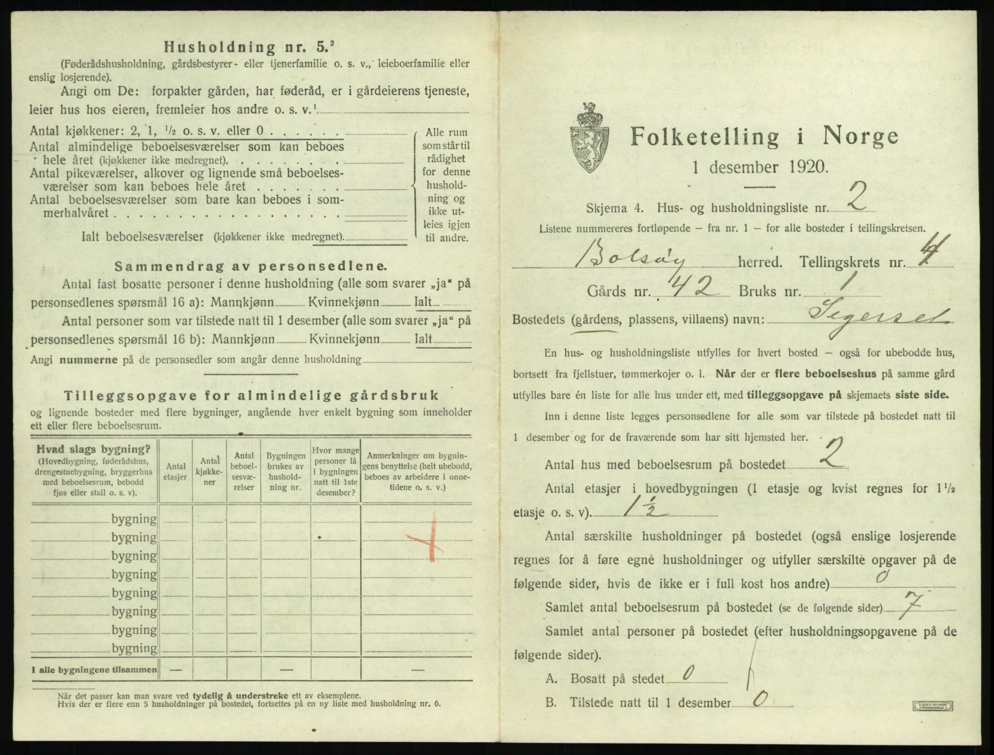 SAT, 1920 census for Bolsøy, 1920, p. 783