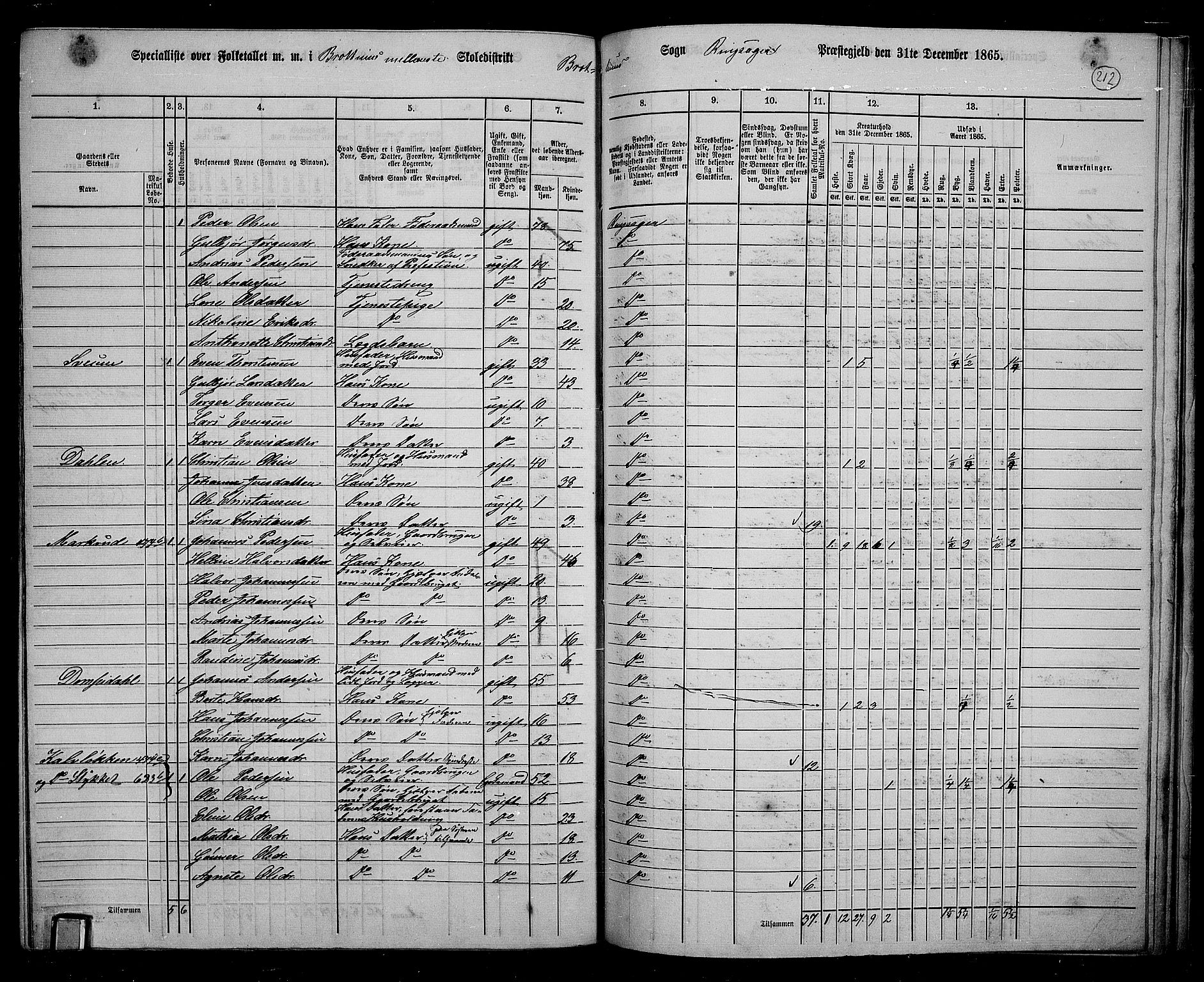 RA, 1865 census for Ringsaker, 1865, p. 451