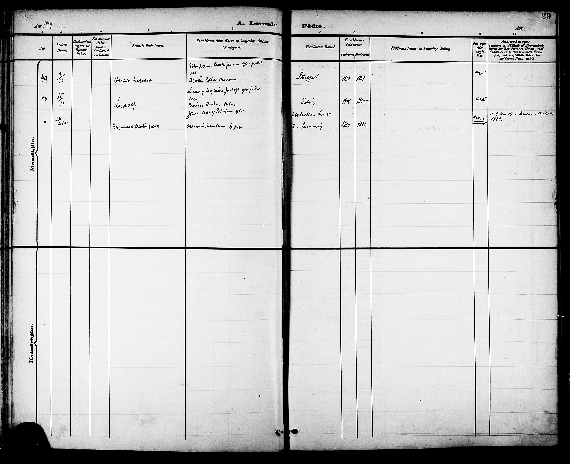 Ministerialprotokoller, klokkerbøker og fødselsregistre - Nordland, AV/SAT-A-1459/882/L1179: Parish register (official) no. 882A01, 1886-1898, p. 29