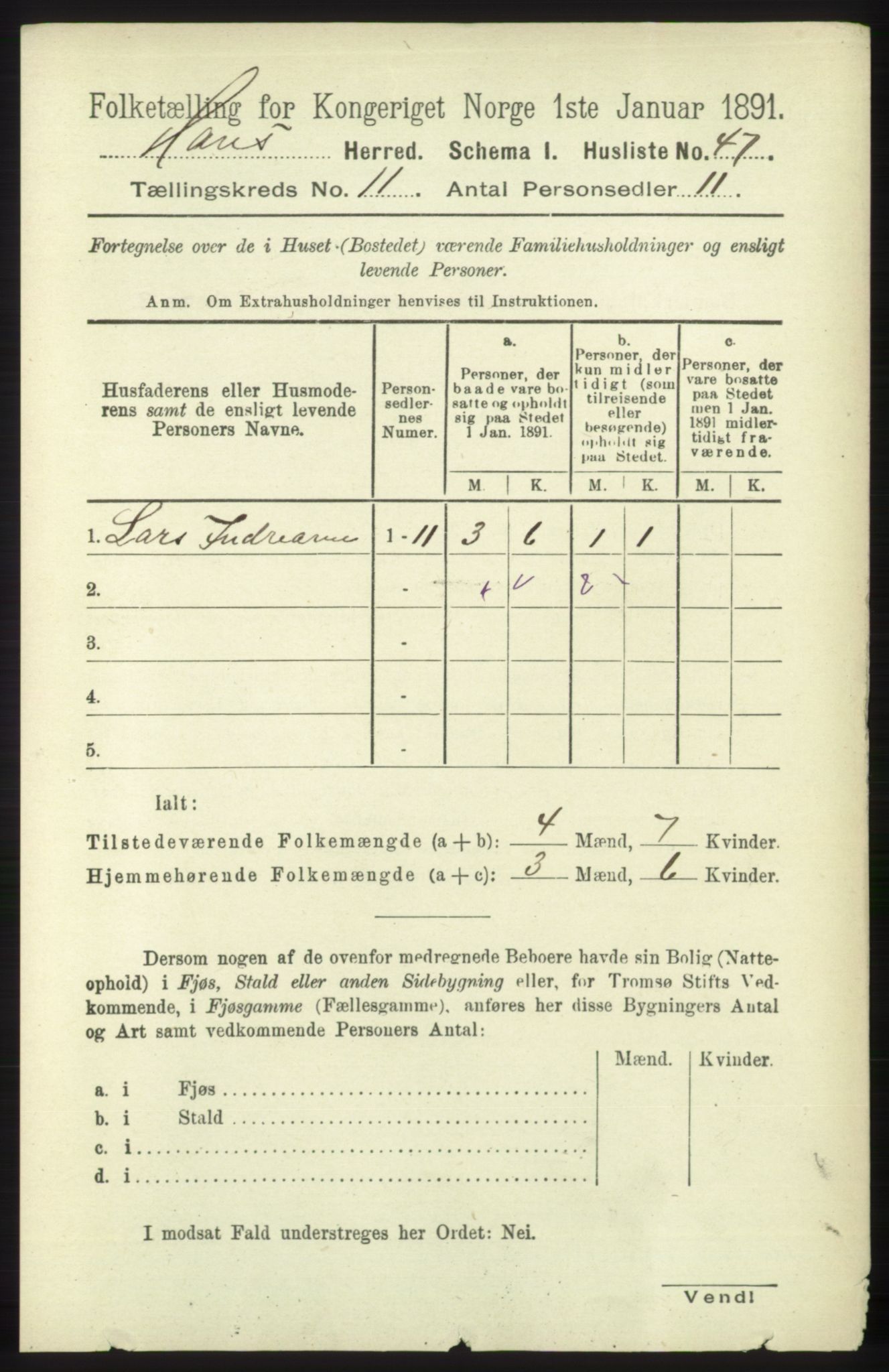 RA, 1891 census for 1250 Haus, 1891, p. 4314